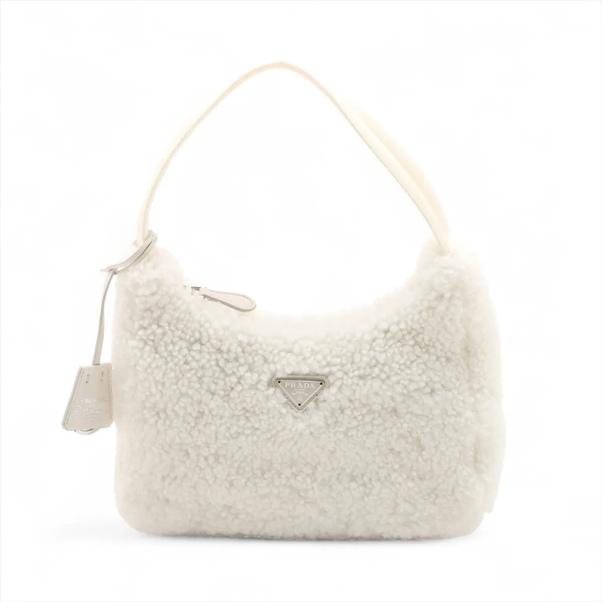 Prada Re-Edition 2000 Shoulder Bag White Shearling 3476