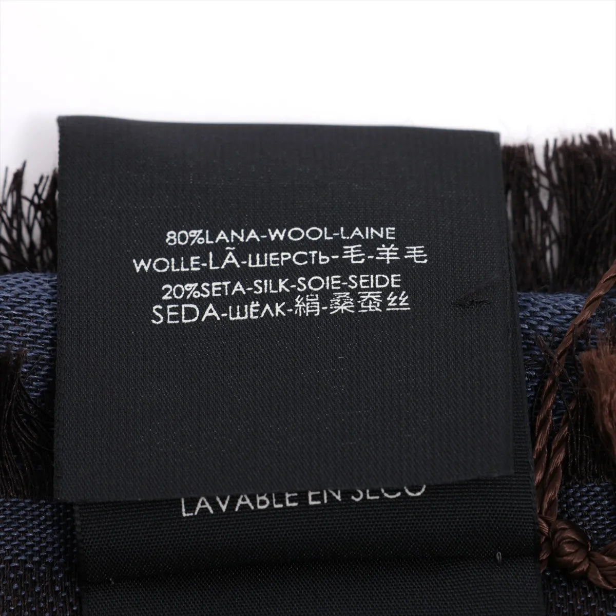 Gucci GG Stole Scarf Navy Wool Silk Blend 3374