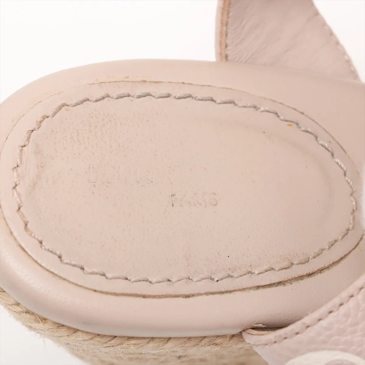 Louis Vuitton Starboard Cream Leather Espadrille Wedge Sandals (Size 37) 3384