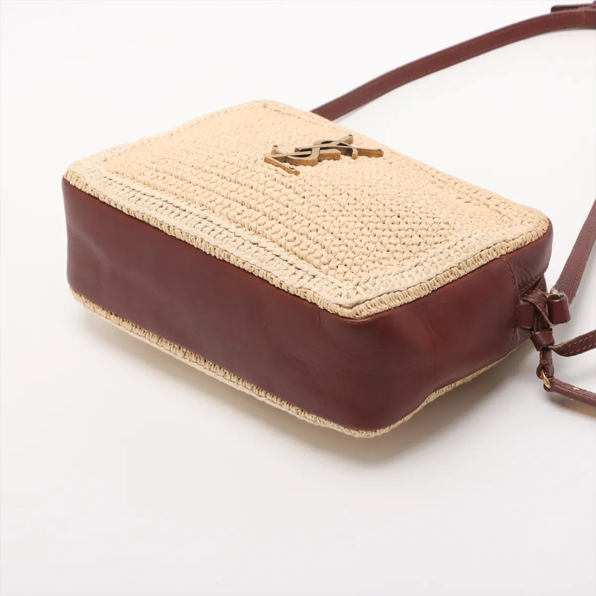YSL Lou Camera Bag Raffia Beige Brown 3405