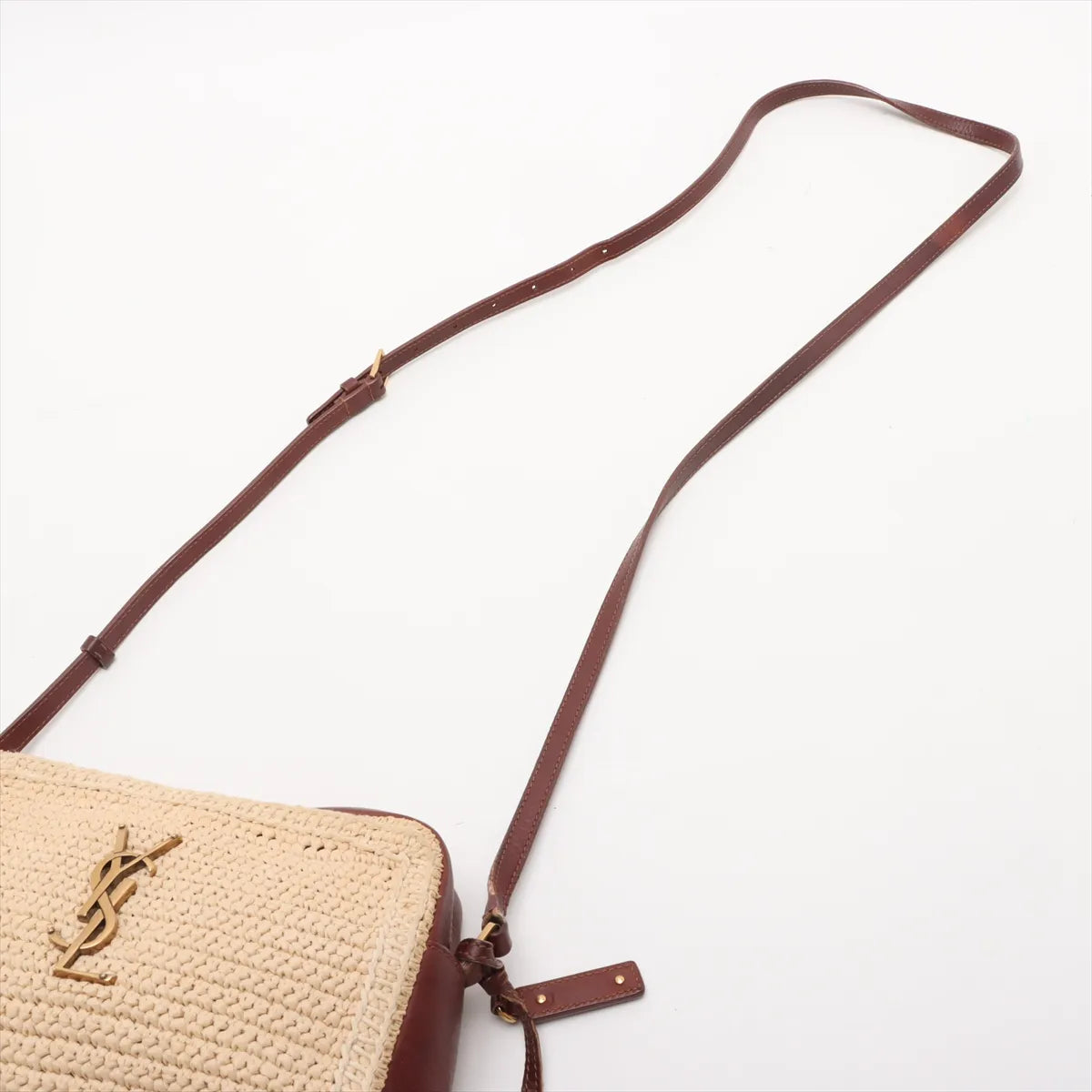 YSL Lou Camera Bag Raffia Beige Brown 3405