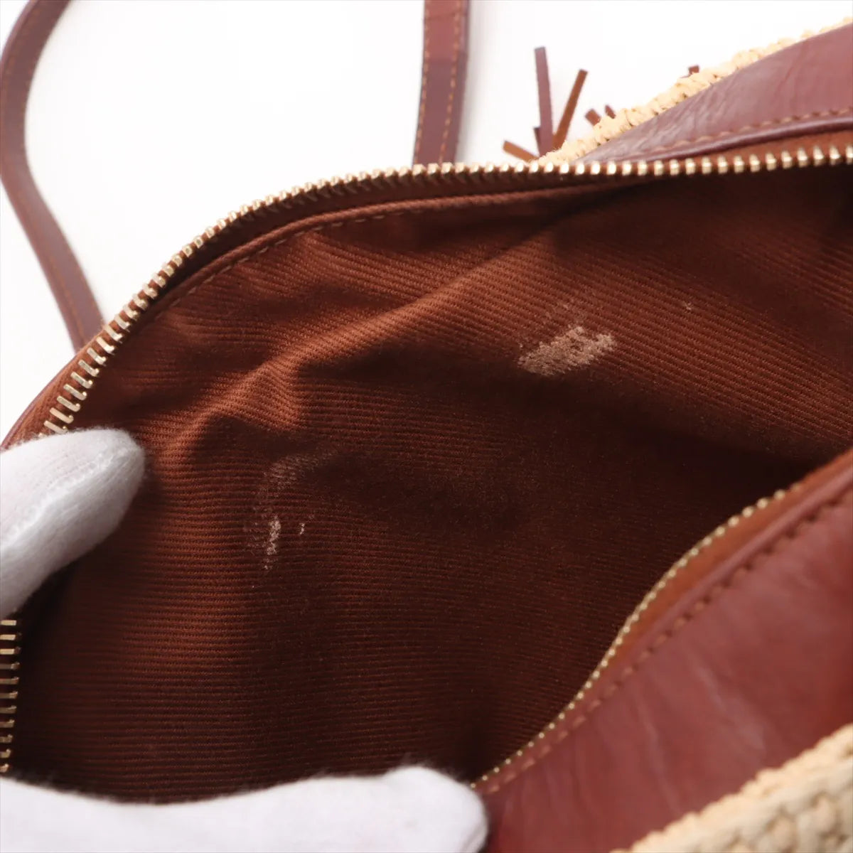 YSL Lou Camera Bag Raffia Beige Brown 3405