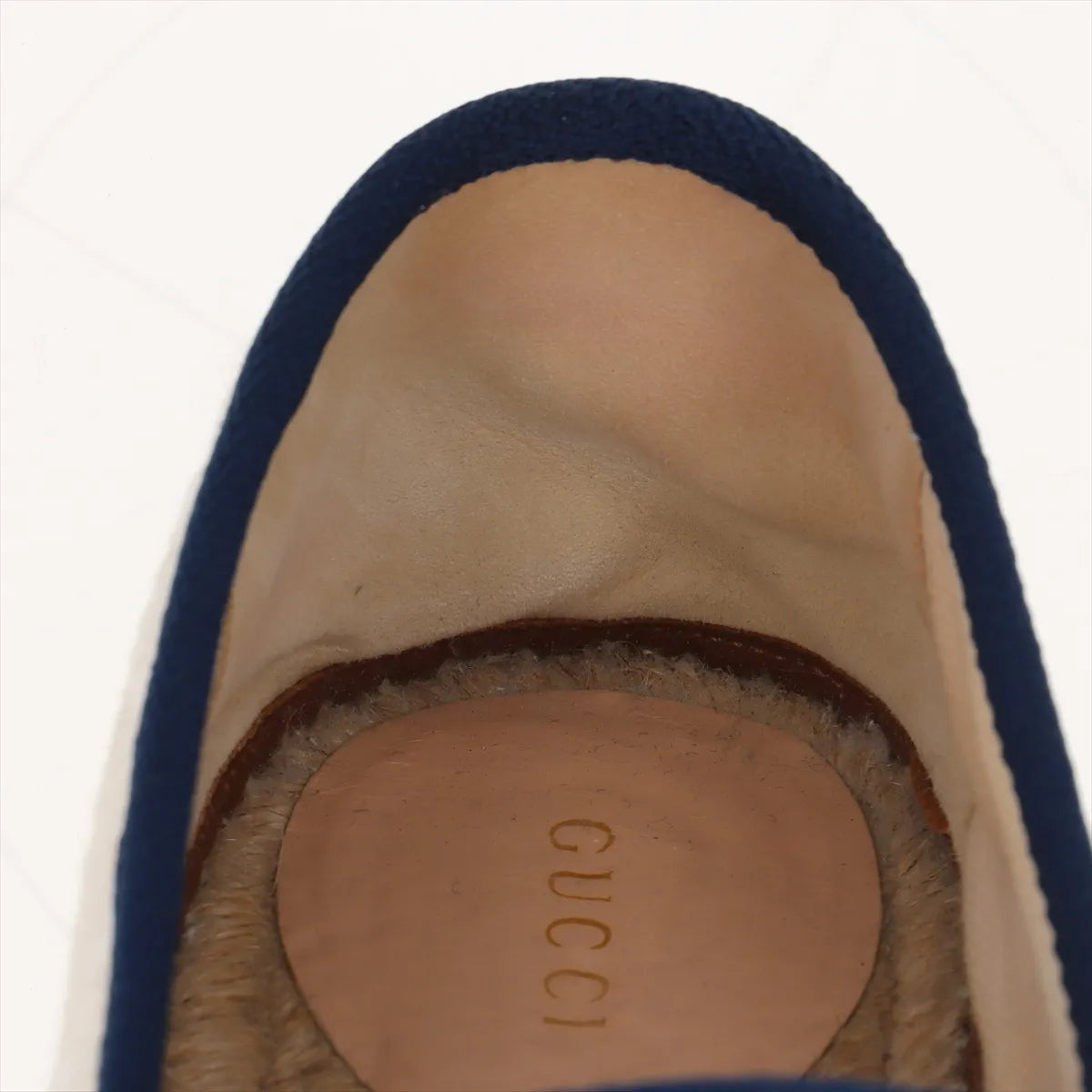 Gucci GG Fabric Espadrilles Cream w Navy Trim Size 38 3385