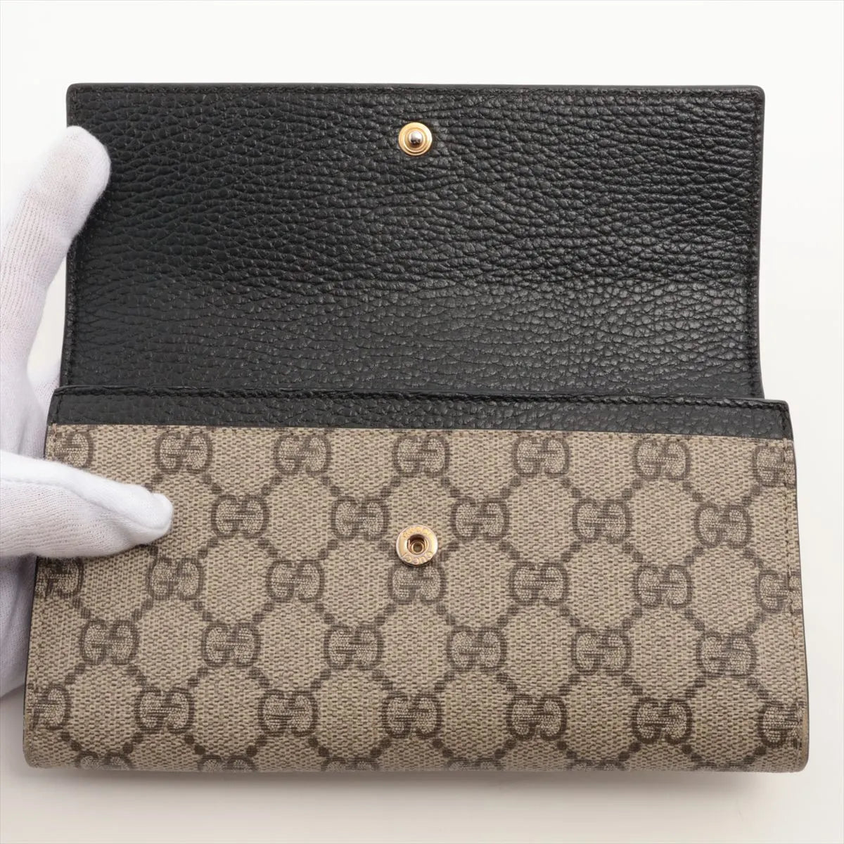 Gucci Marmont Long Wallet GG Supreme Black Leather 3376