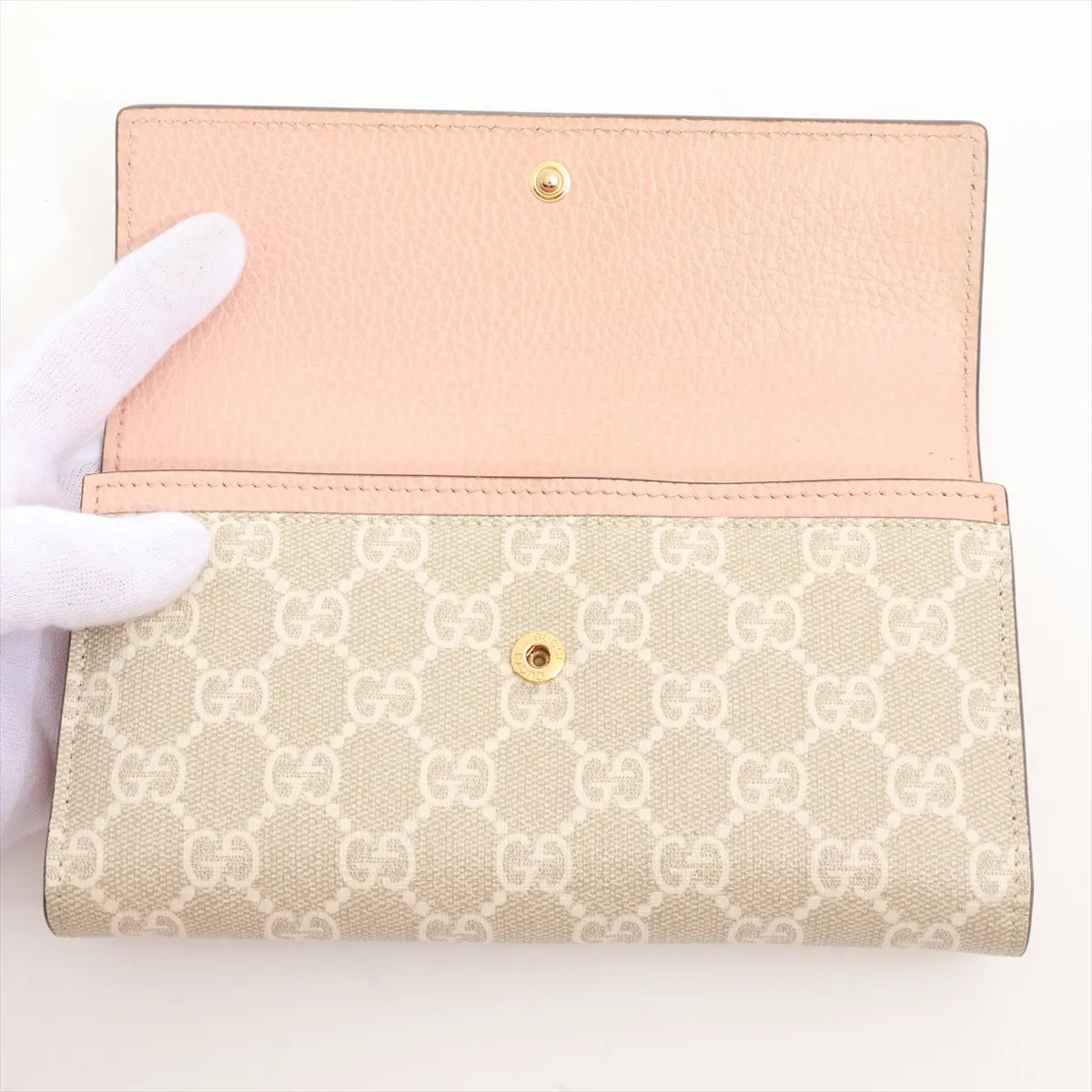 Gucci Marmont Long Wallet Beige GG Light Pink 3382