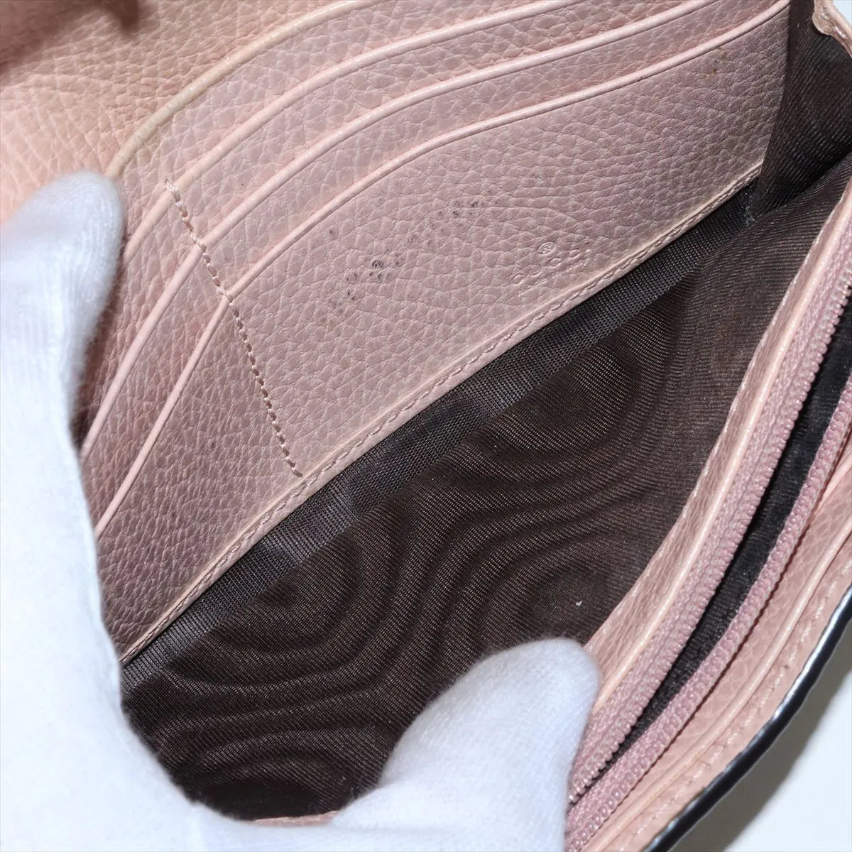 Gucci Marmont Long Wallet Beige GG Light Pink 3382