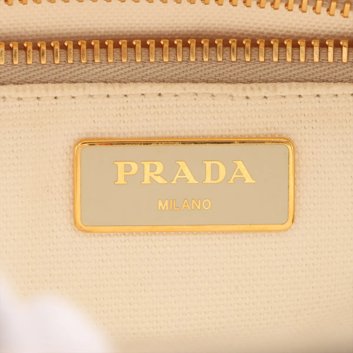 Prada Canapa Rattan Canvas 2-Way Handbag Beige White 3410
