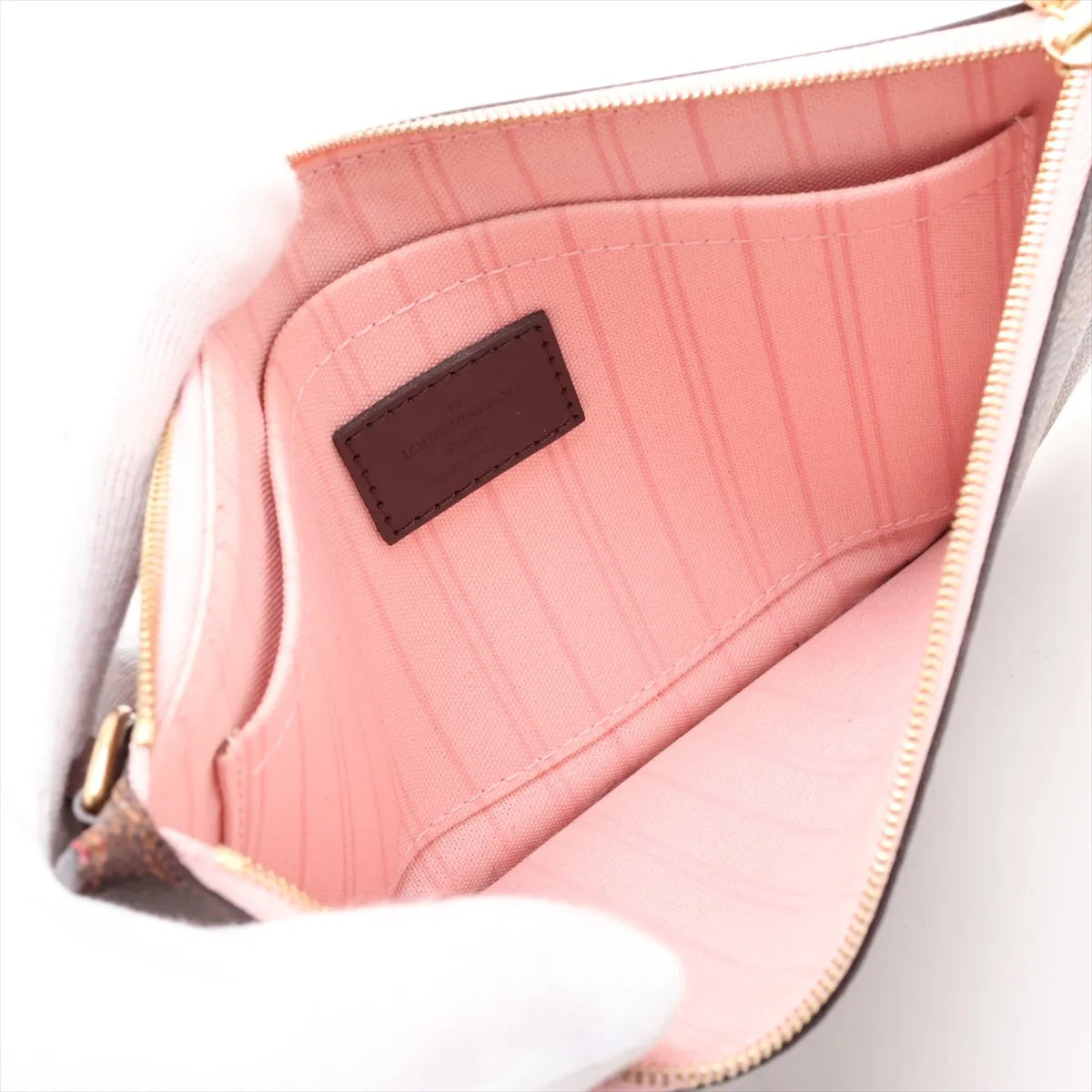 Louis Vuitton Neverfull MM Pouch Damier Ebene Rose Ballerine 3497