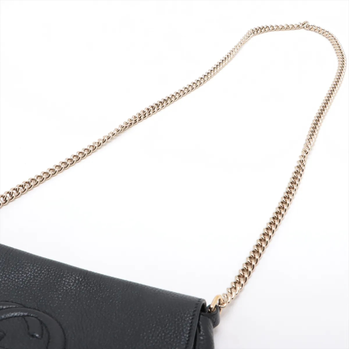 Gucci Soho Flap Tassel Chain Shoulder Bag Black Leather 3451