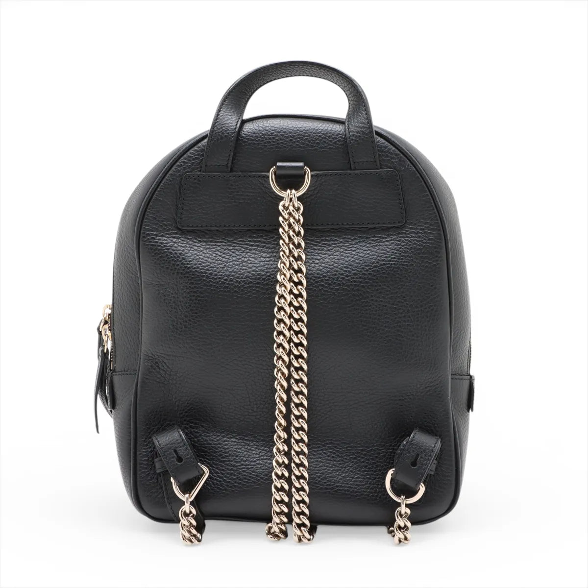 Gucci Soho Chain Interlocking G Backpack Black Leather 3472