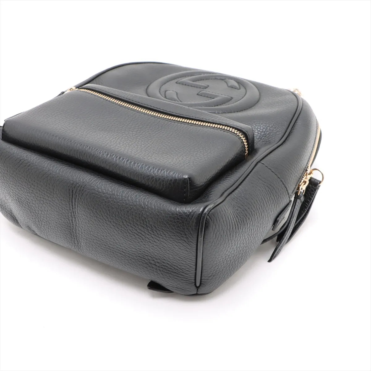 Gucci Soho Chain Interlocking G Backpack Black Leather 3472