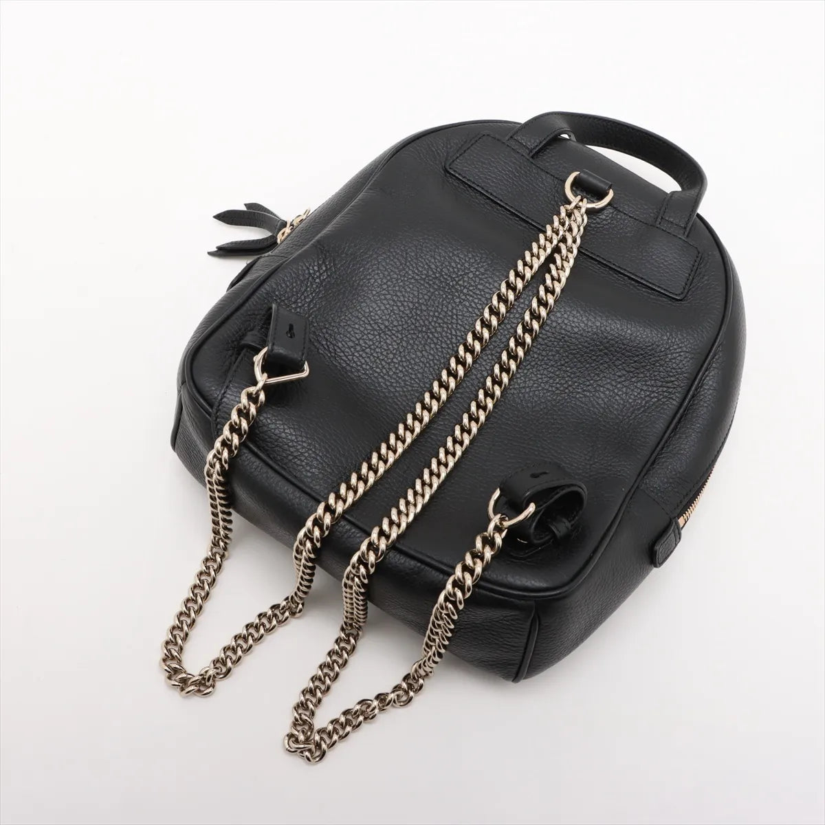 Gucci Soho Chain Interlocking G Backpack Black Leather 3472