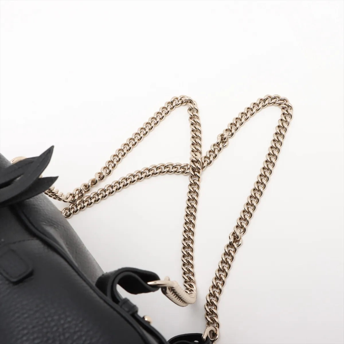 Gucci Soho Chain Interlocking G Backpack Black Leather 3472