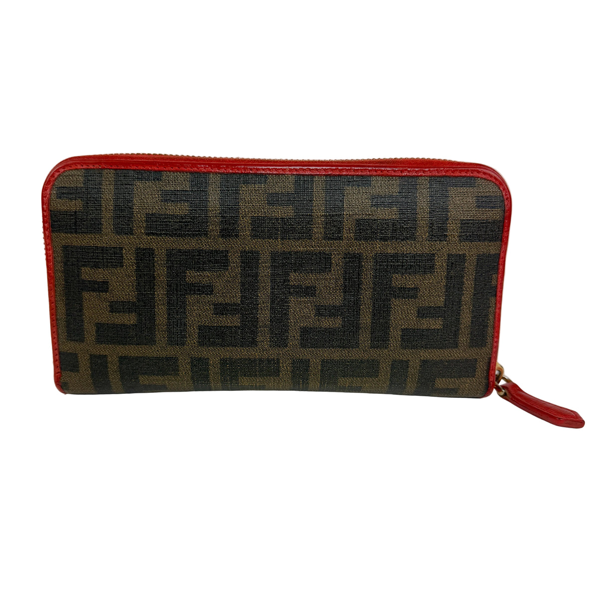Fendi Zippy Wallet Coated Zucca Orange Red 3082