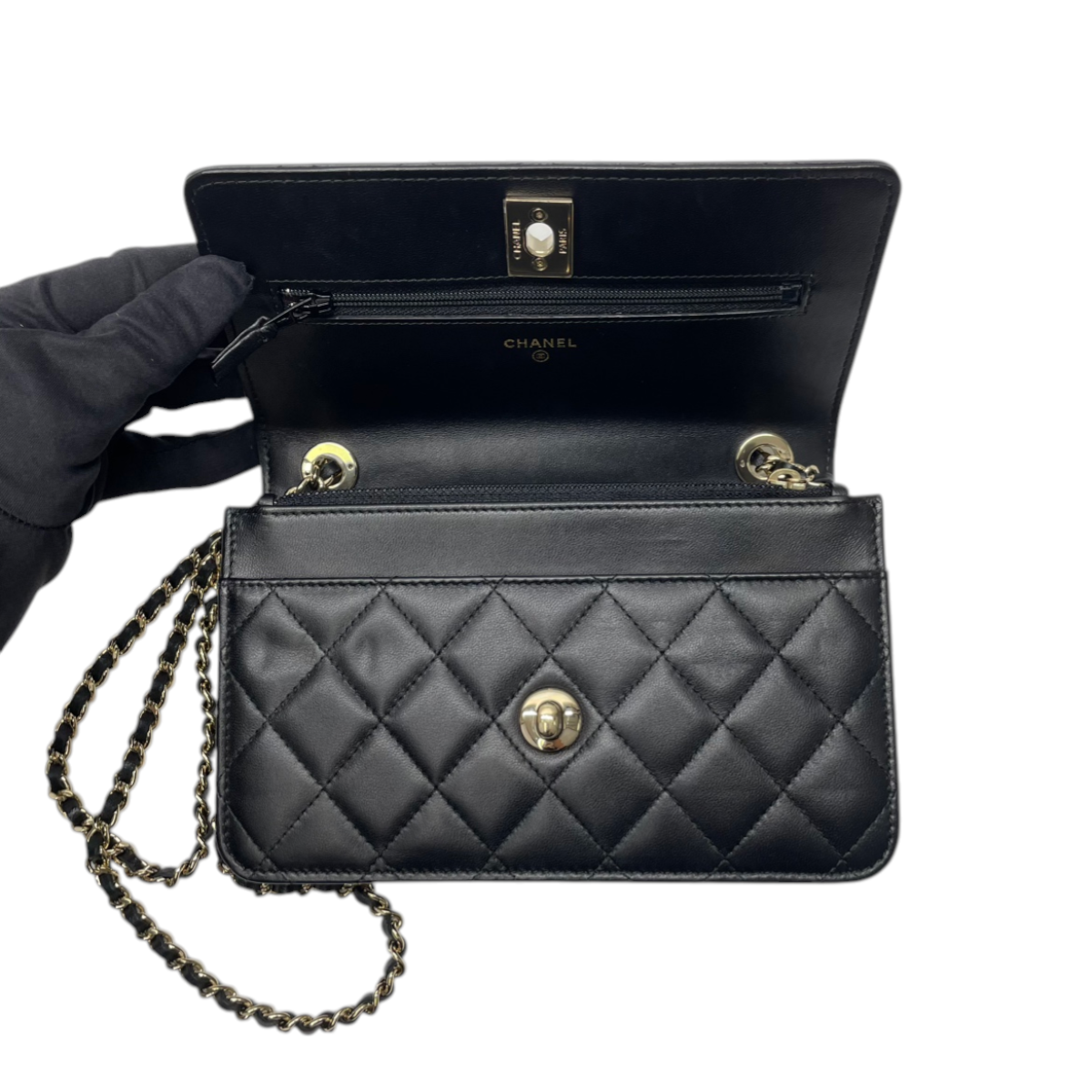 Chanel Trendy WOC Black Lambskin GHW (Full Set) 3153