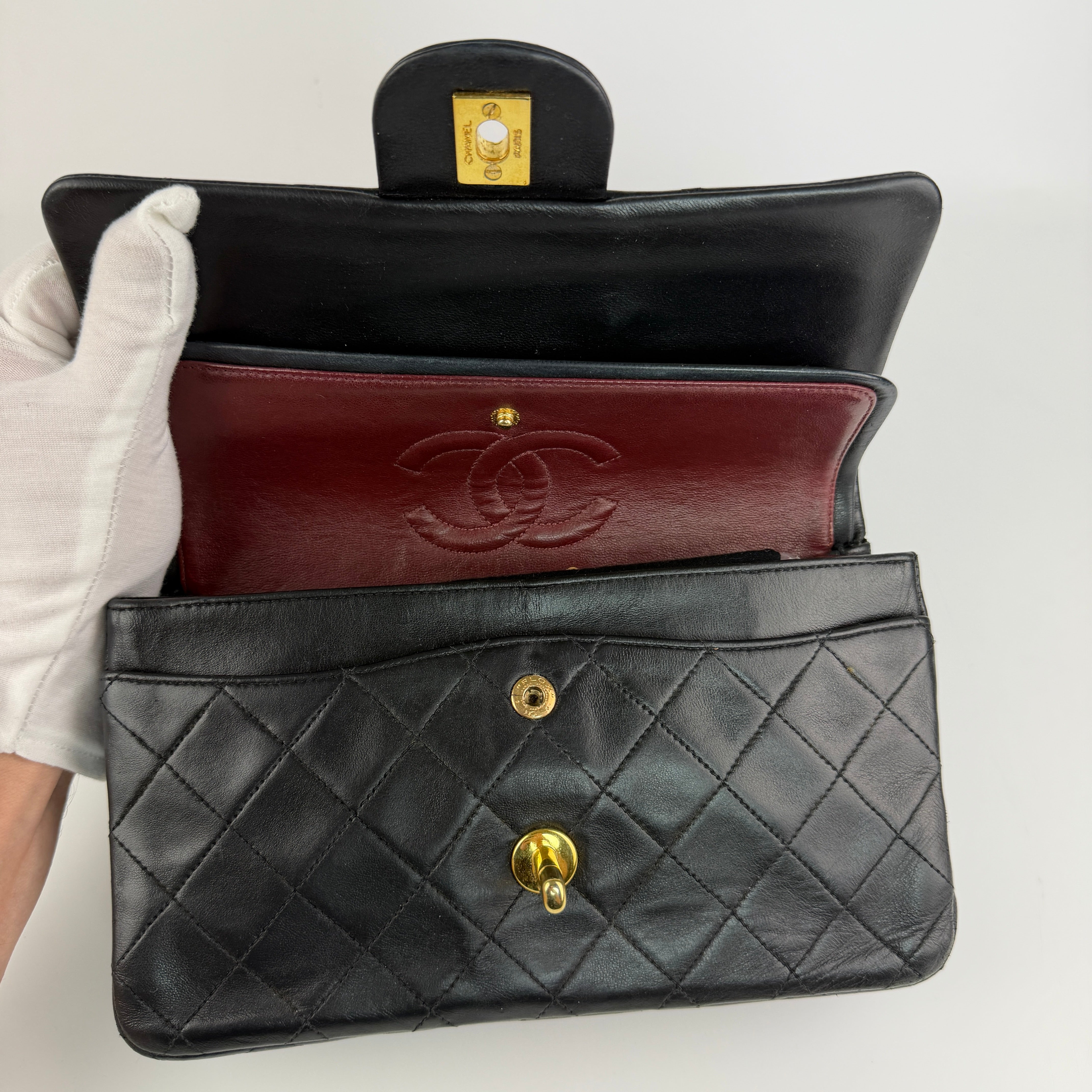 Chanel Small Double Flap Black Lambskin GHW 3031