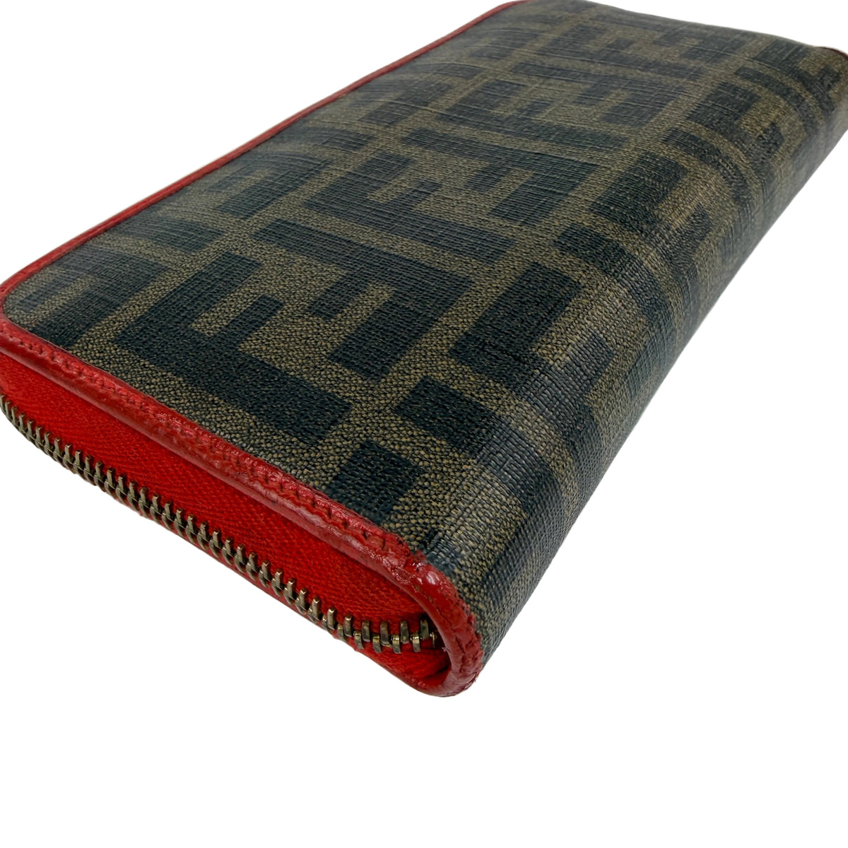 Fendi Zippy Wallet Coated Zucca Orange Red 3082