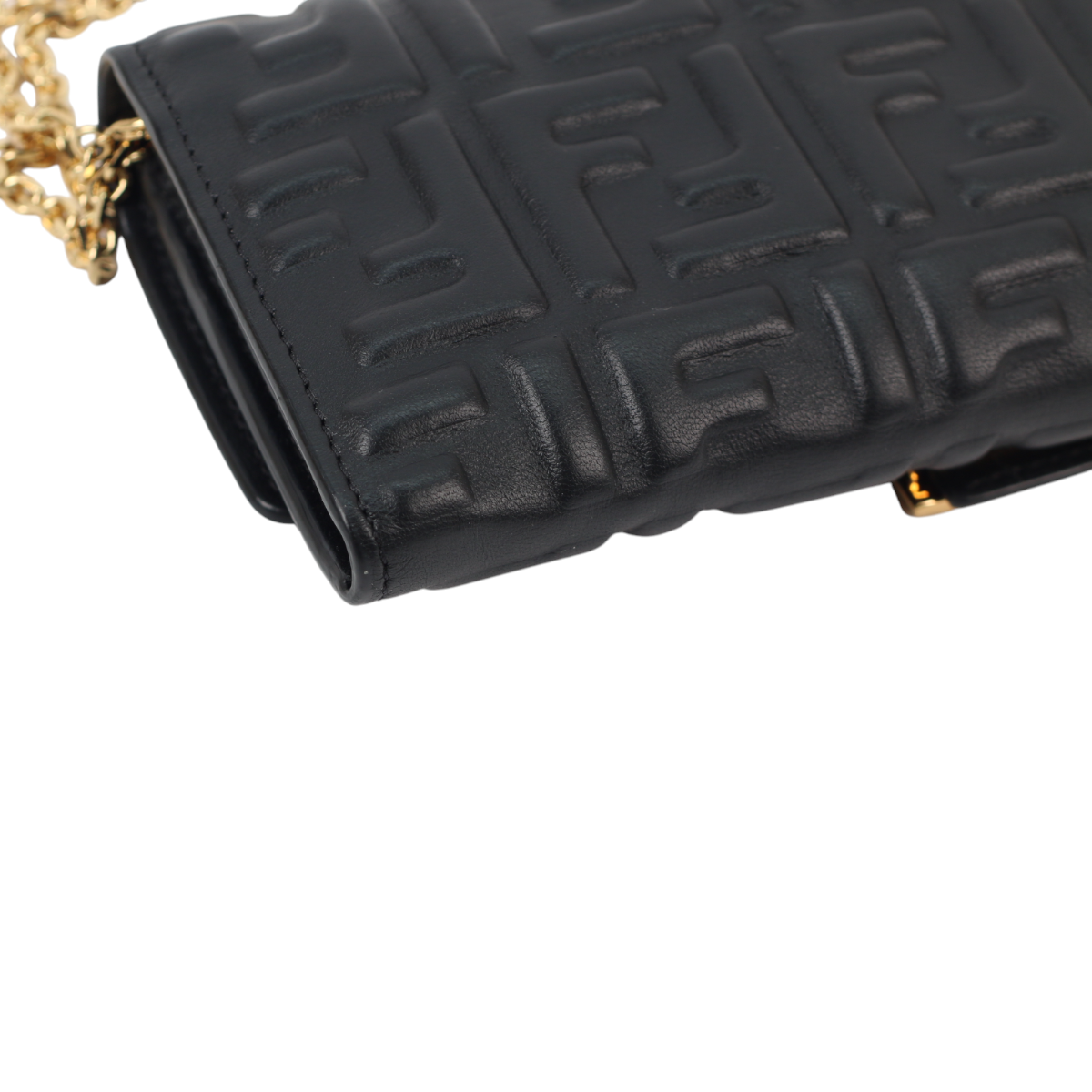 Fendi Baguette Continental Wallet on Chain Black 3025