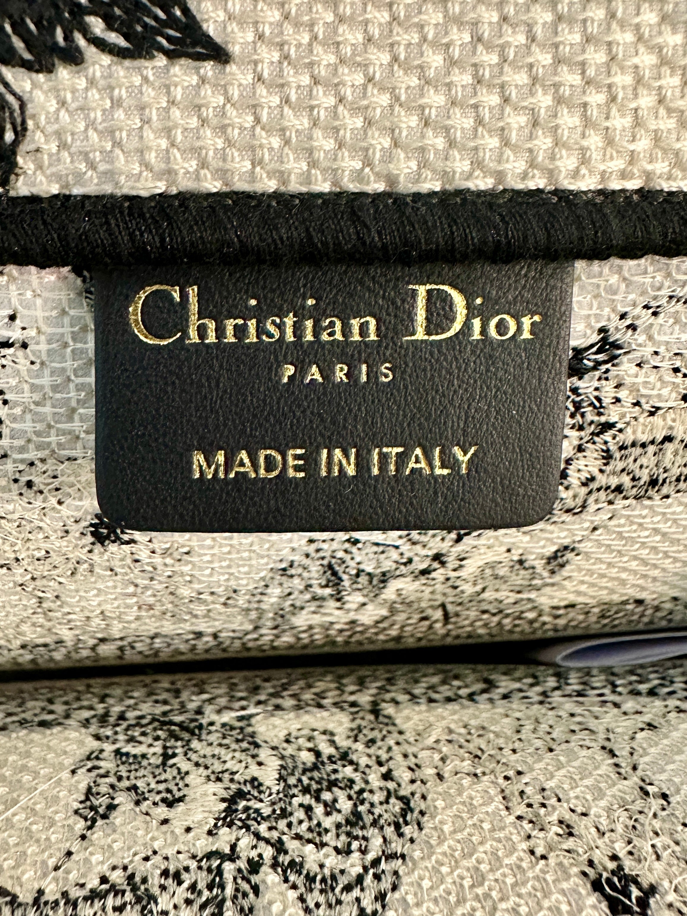 Dior Medium Book Tote Zodiac Embroidery Latte Black