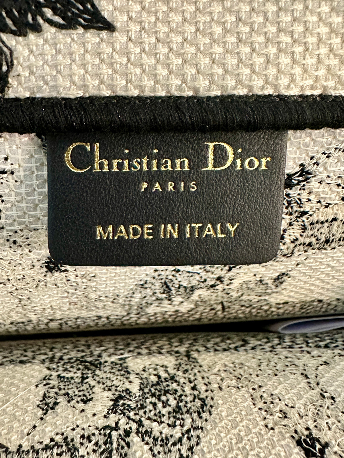 Dior Medium Book Tote Zodiac Embroidery Latte Black