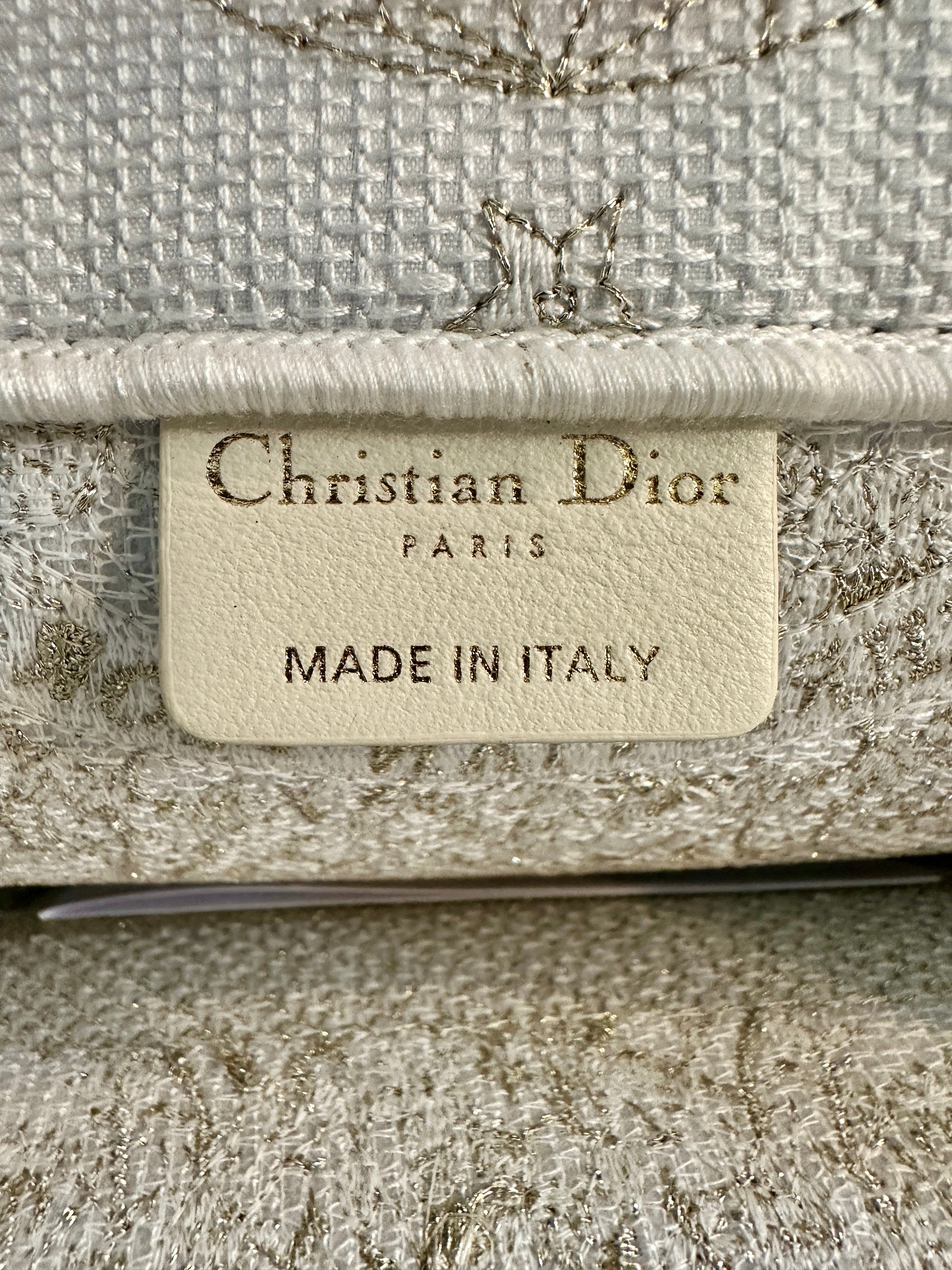 Dior Medium Book Tote Around The World Cream Gold Embroidery