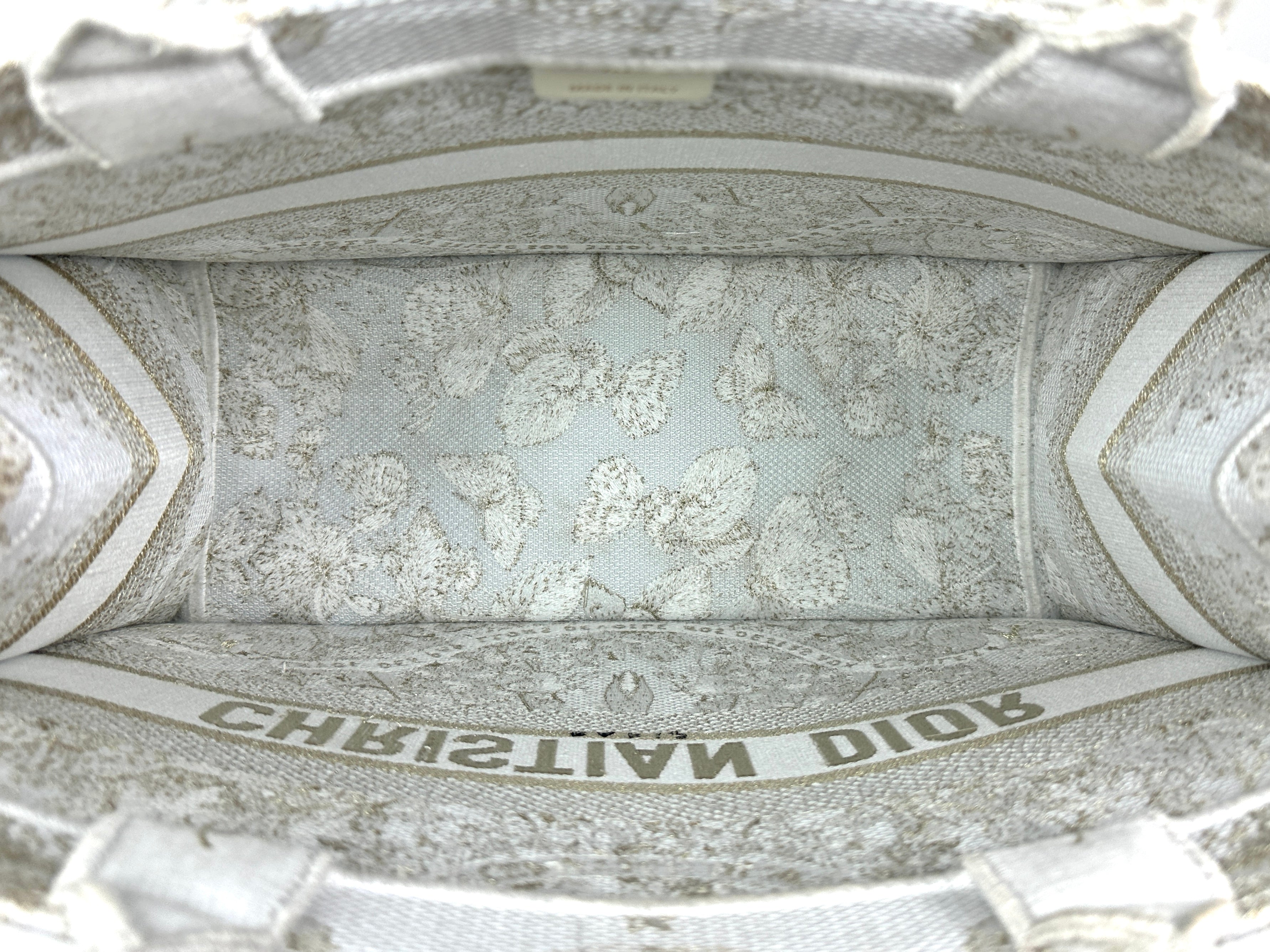 Dior Medium Book Tote Around The World Cream Gold Embroidery