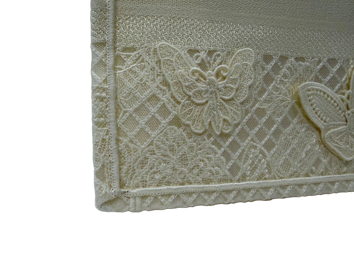 Dior Medium Book Tote 3D Macrame D-Lace Butterfly White