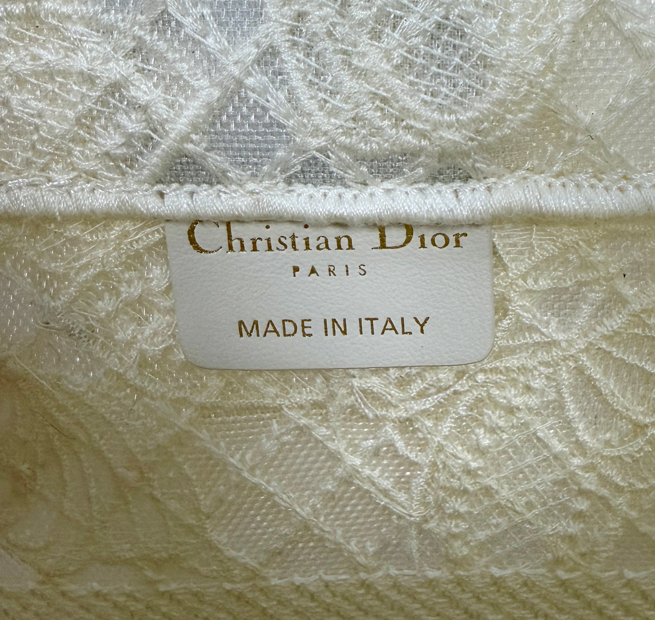 Dior Medium Book Tote 3D Macrame D-Lace Butterfly White