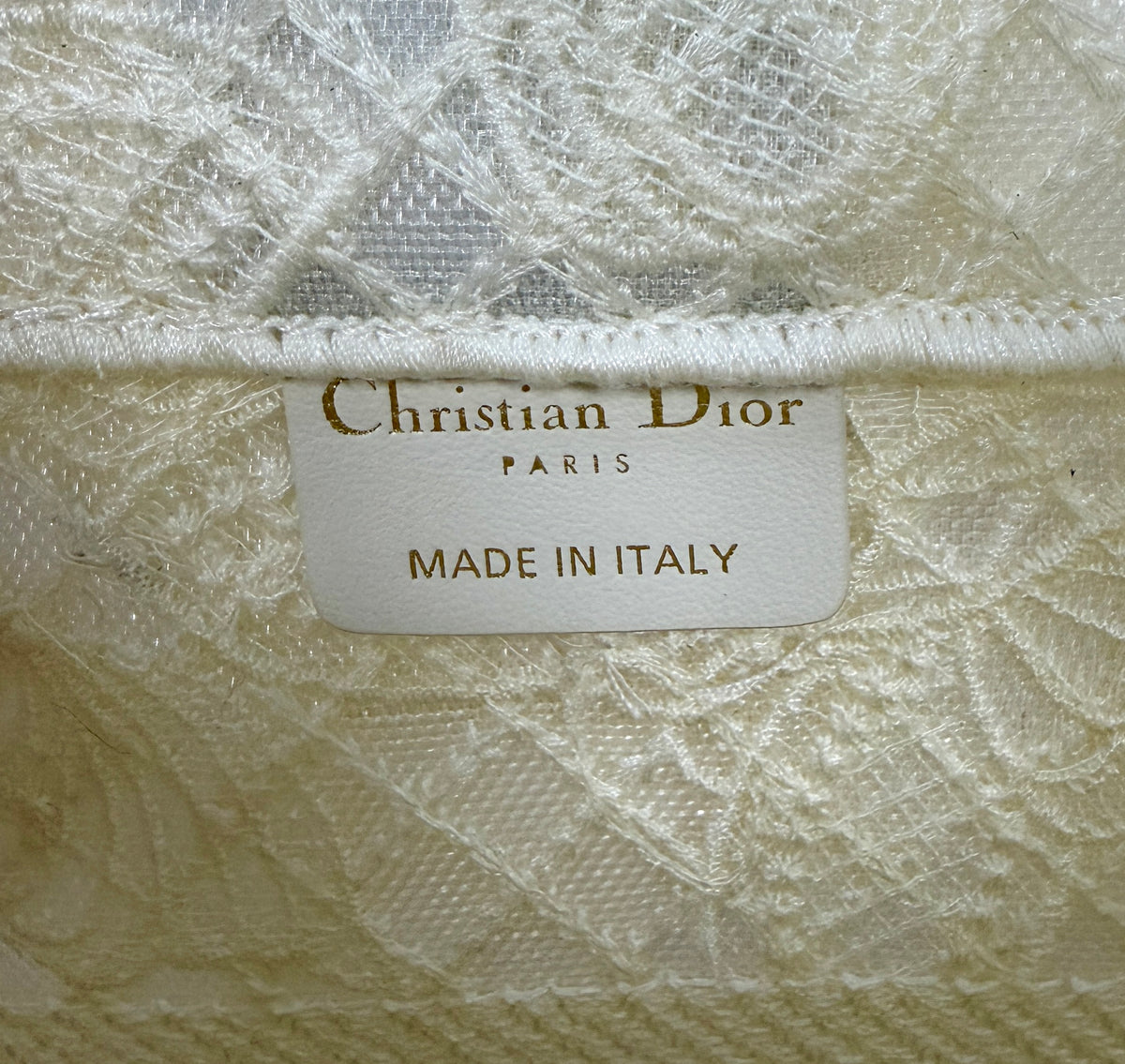 Dior Medium Book Tote 3D Macrame D-Lace Butterfly White