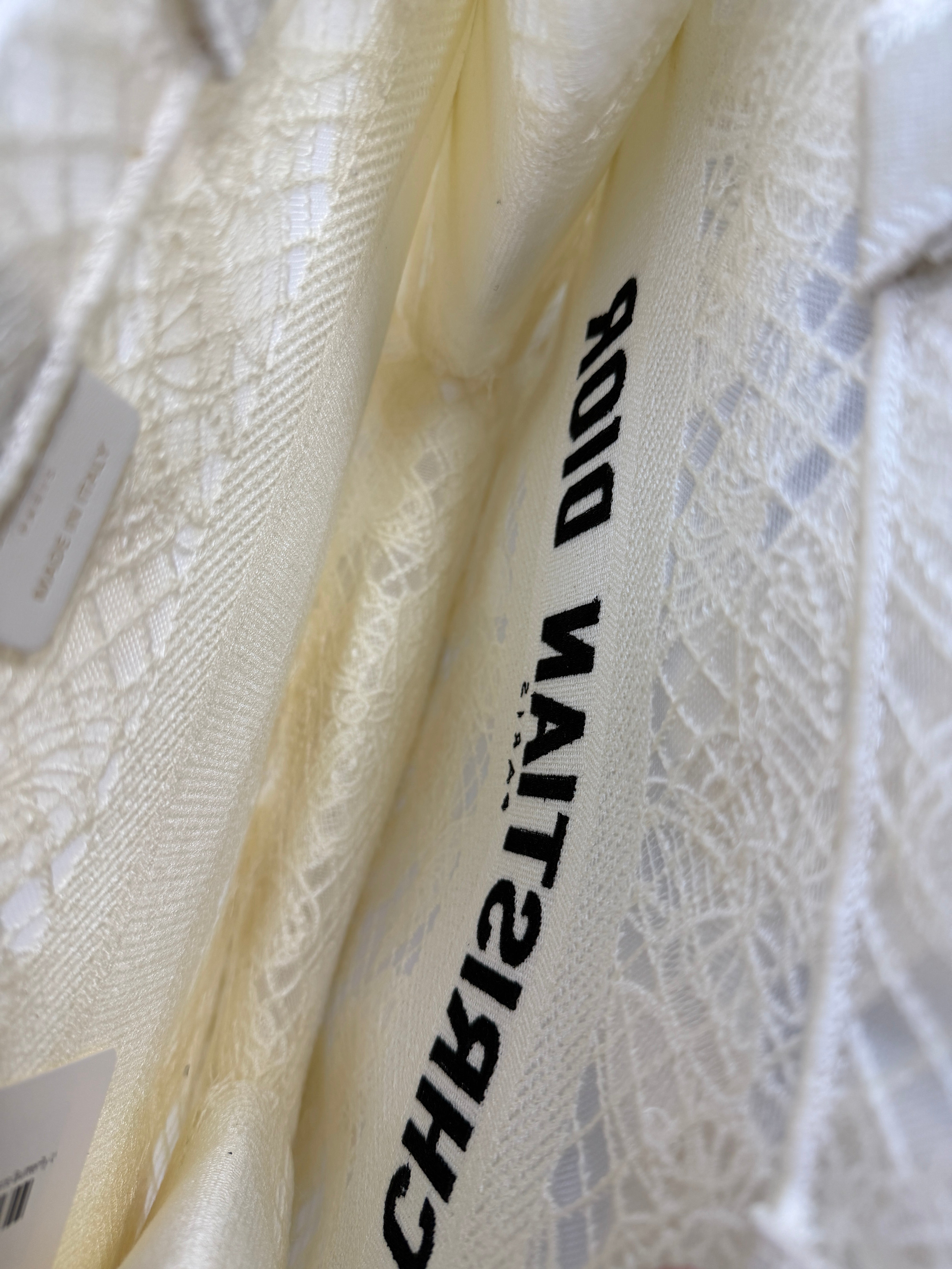 Dior Medium Book Tote 3D Macrame D-Lace Butterfly White