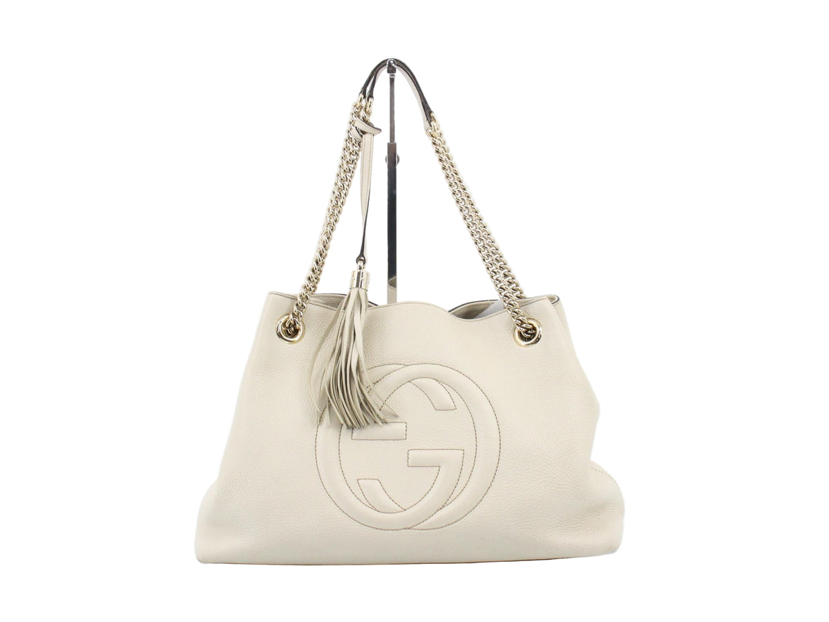 Gucci Soho Chain Shoulder Bag Cream Leather 2916