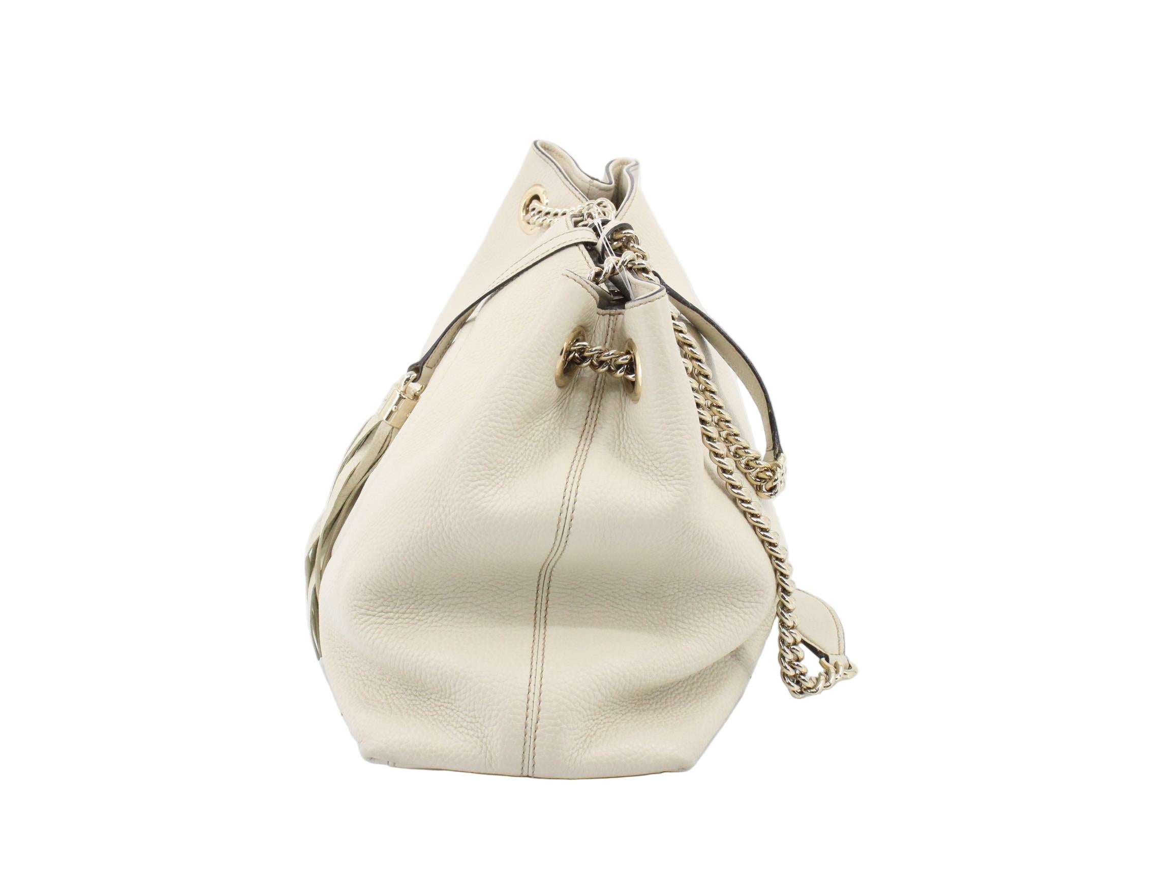 Gucci Soho Chain Shoulder Bag Cream Leather 2916