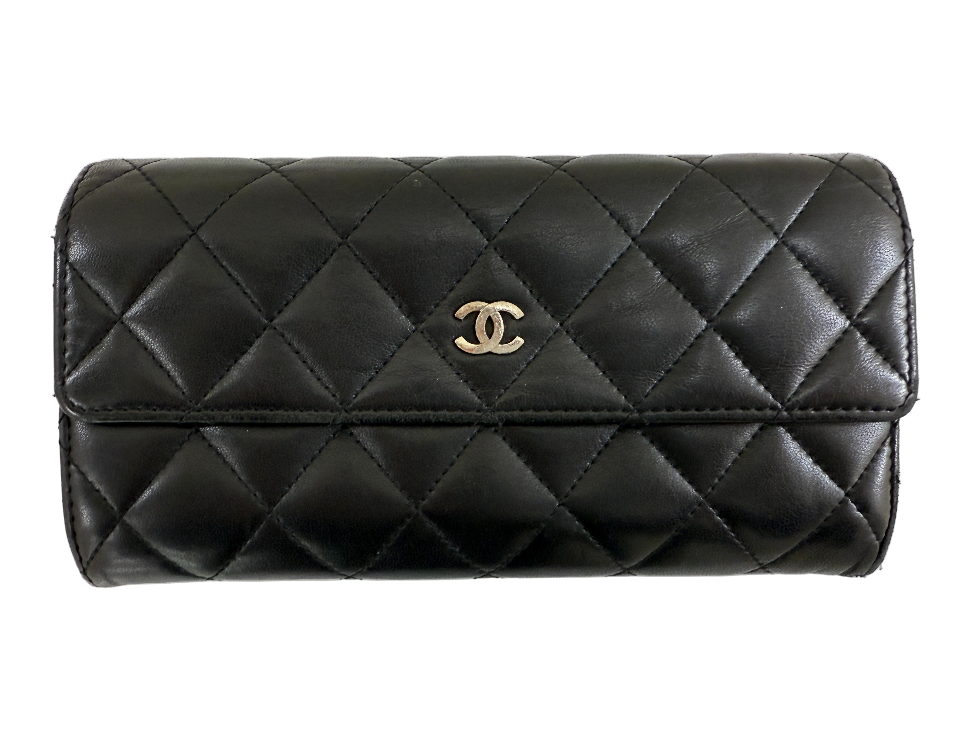 Chanel Long Snap Wallet Black Lambskin 2923