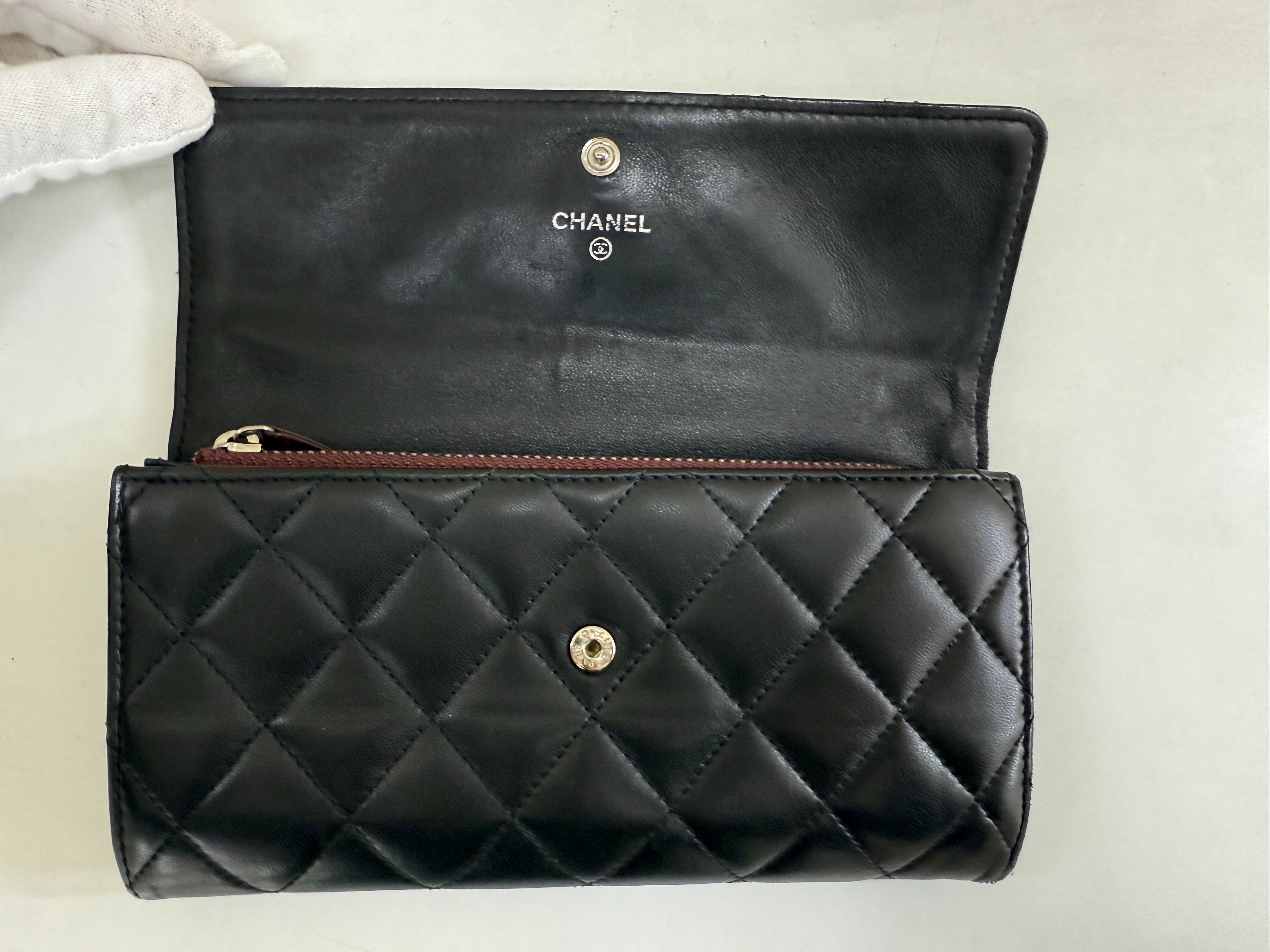 Chanel Long Snap Wallet Black Lambskin 2923