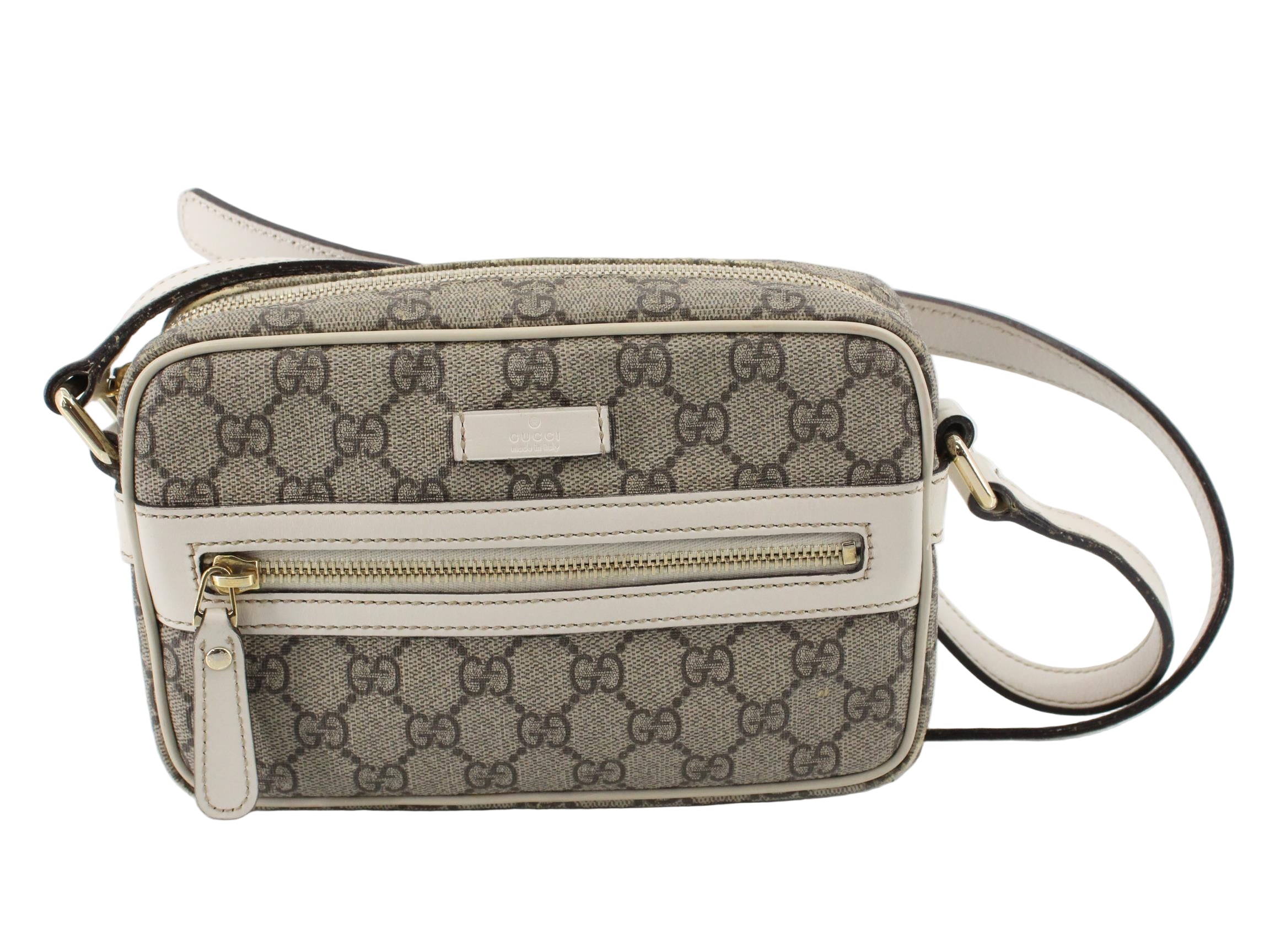 Gucci GG Supreme Front Zip Crossbody White 2937