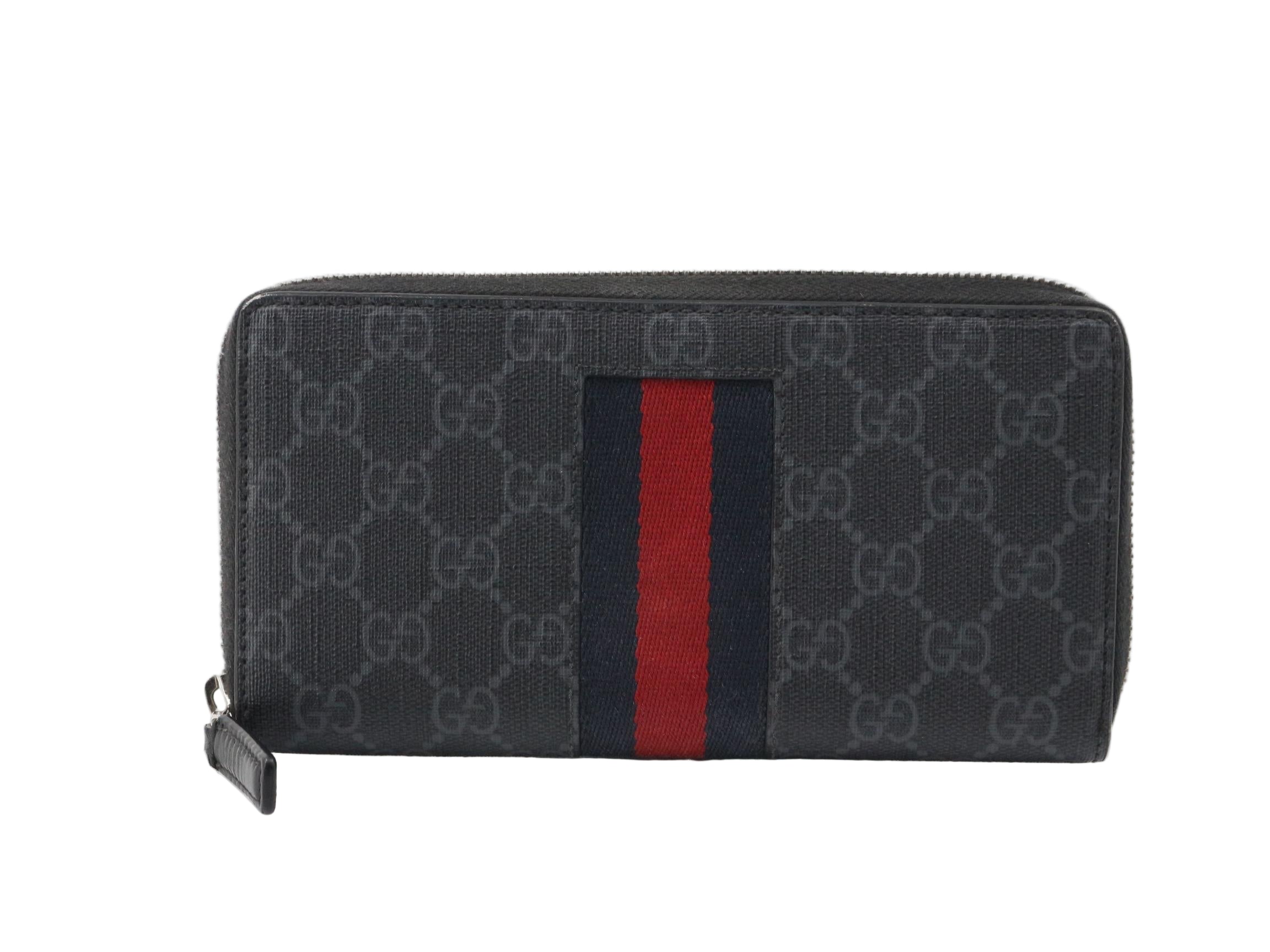 Gucci Web Zippy Wallet Black GG Red Blue 2950