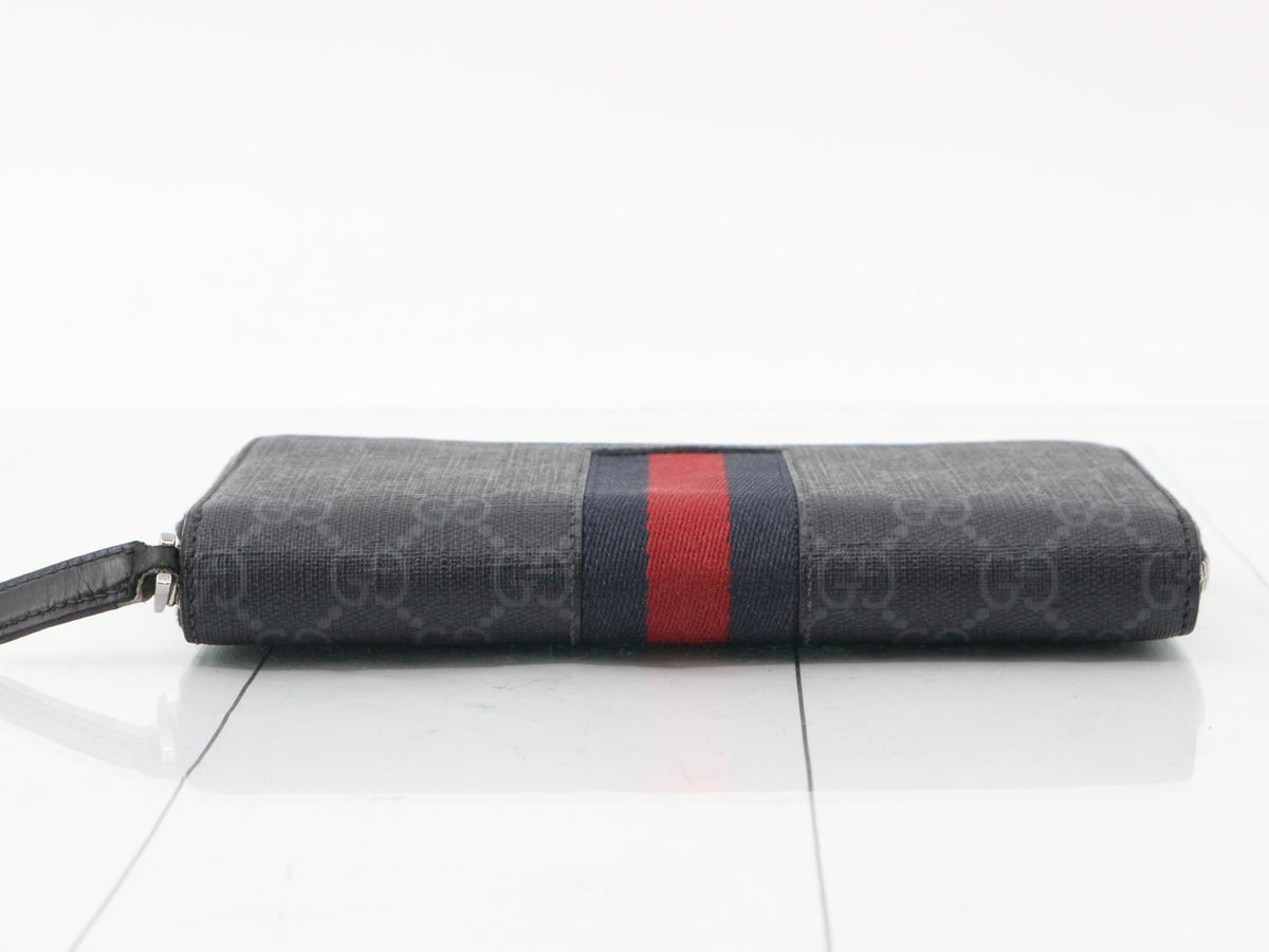 Gucci Web Zippy Wallet Black GG Red Blue 2950