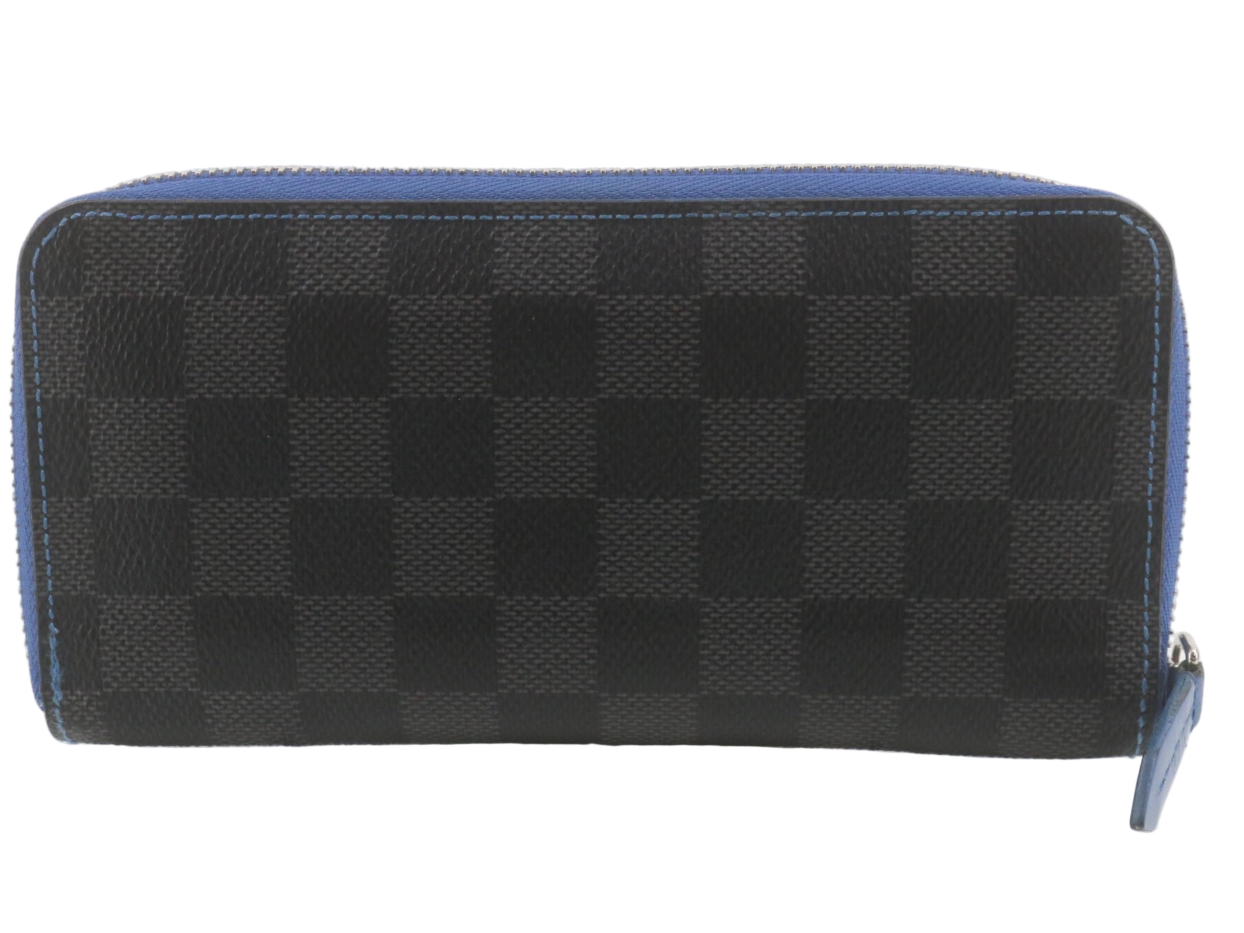 Louis Vuitton Vertical Zippy Wallet Damier Graphite Blue 2951