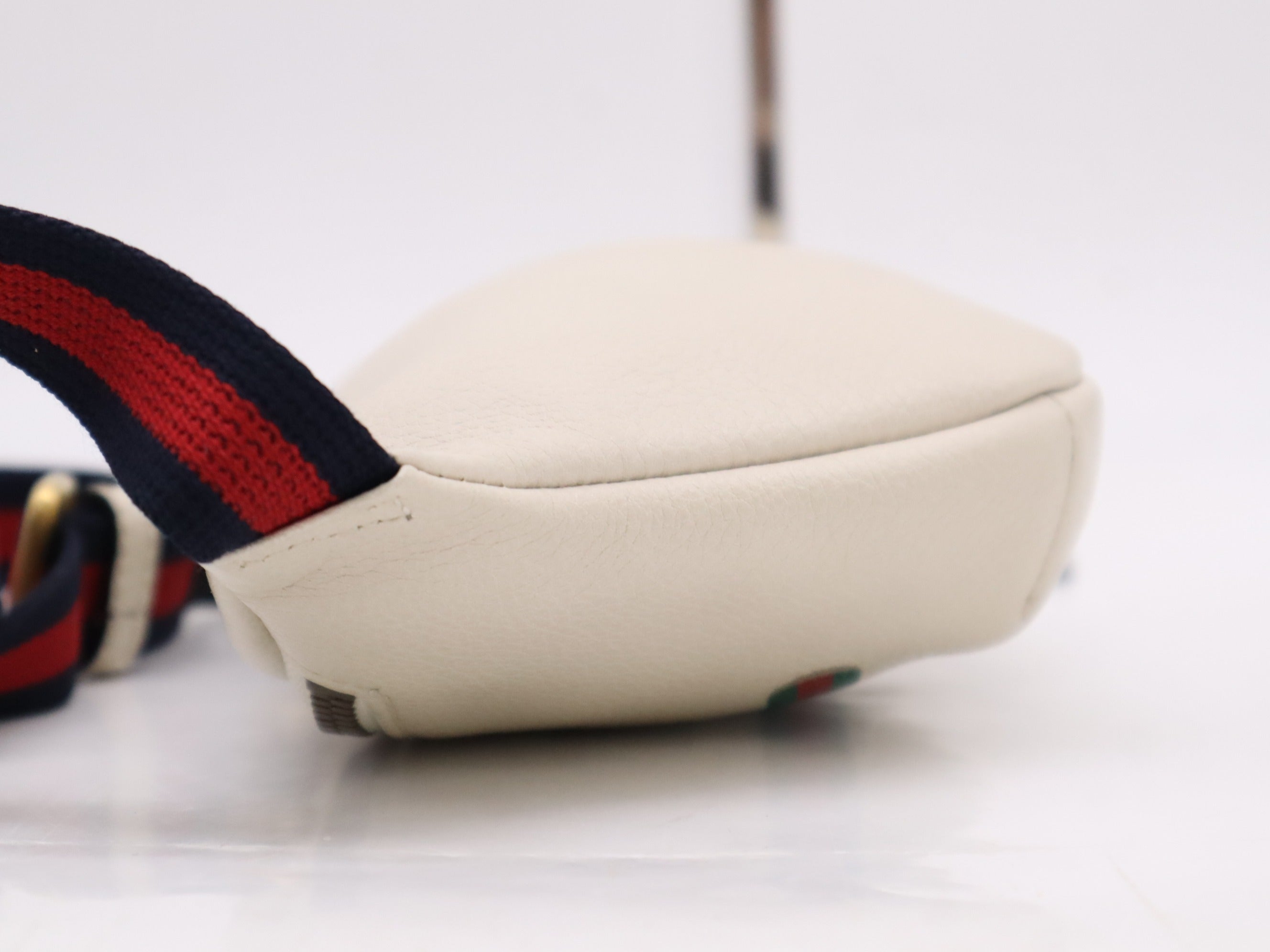 Gucci Logo Waist Belt Bag White Leather Web 2955