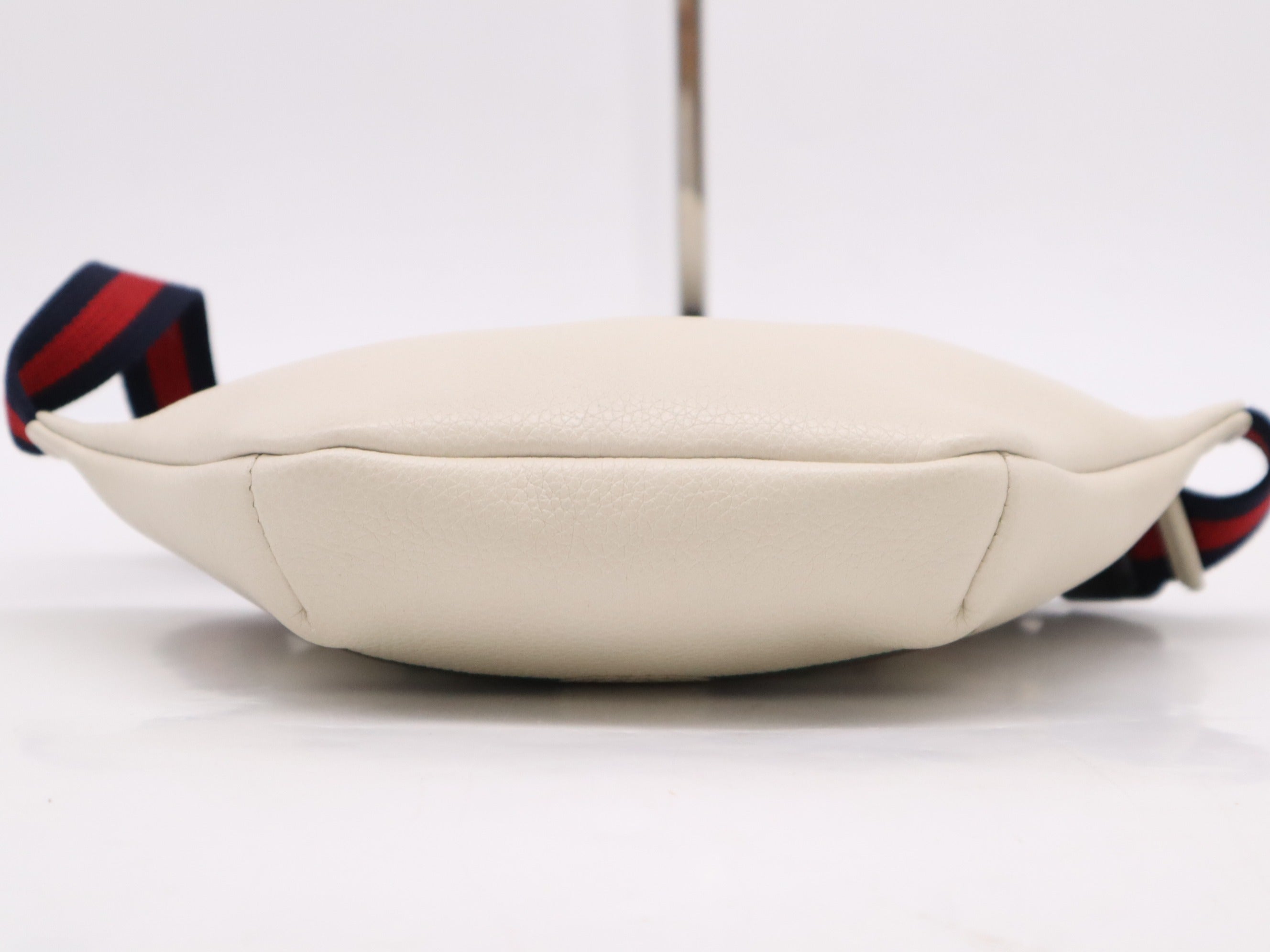 Gucci Logo Waist Belt Bag White Leather Web 2955