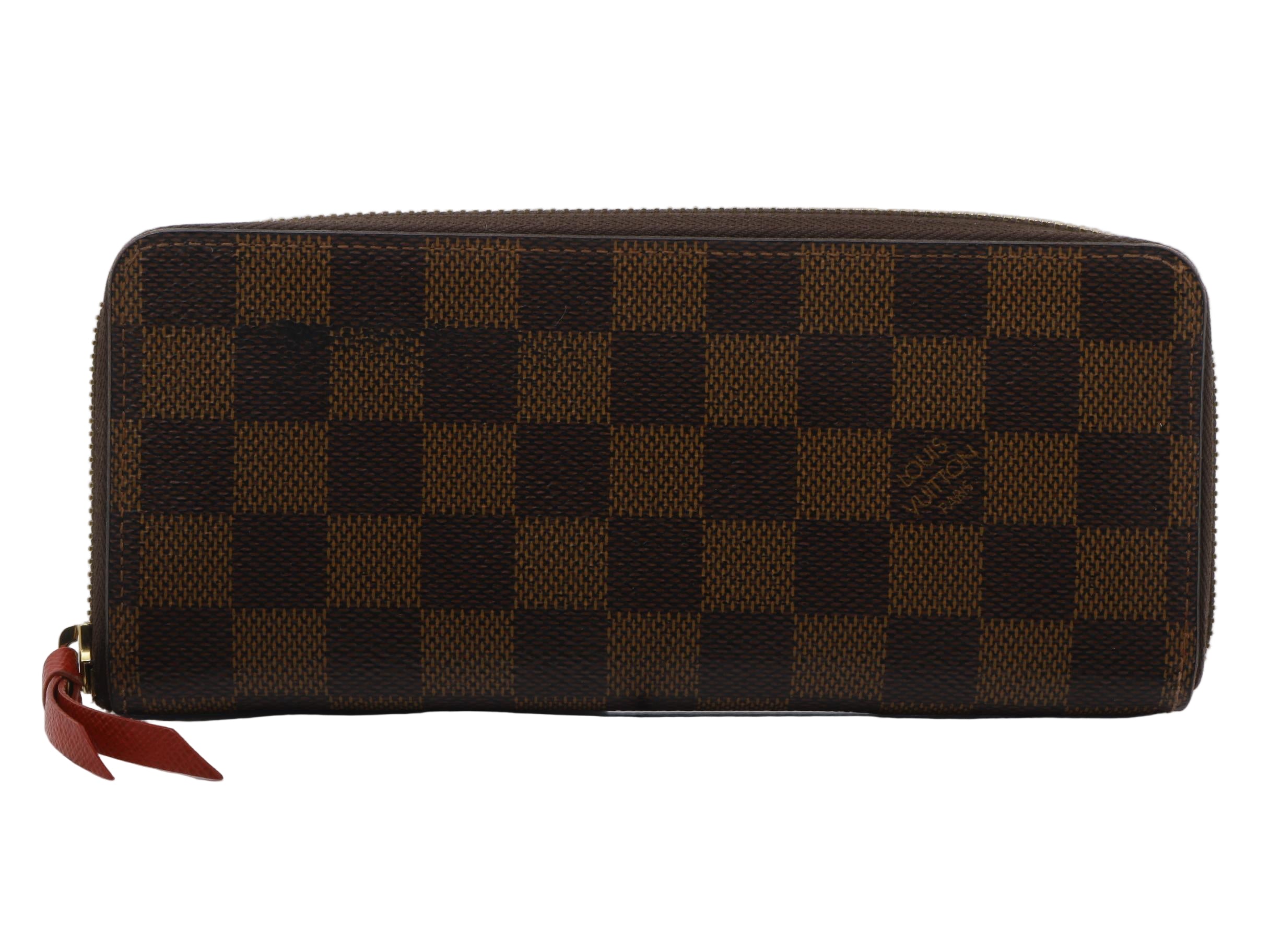 Louis Vuitton Clemence Wallet Damier Ebene Red 2959
