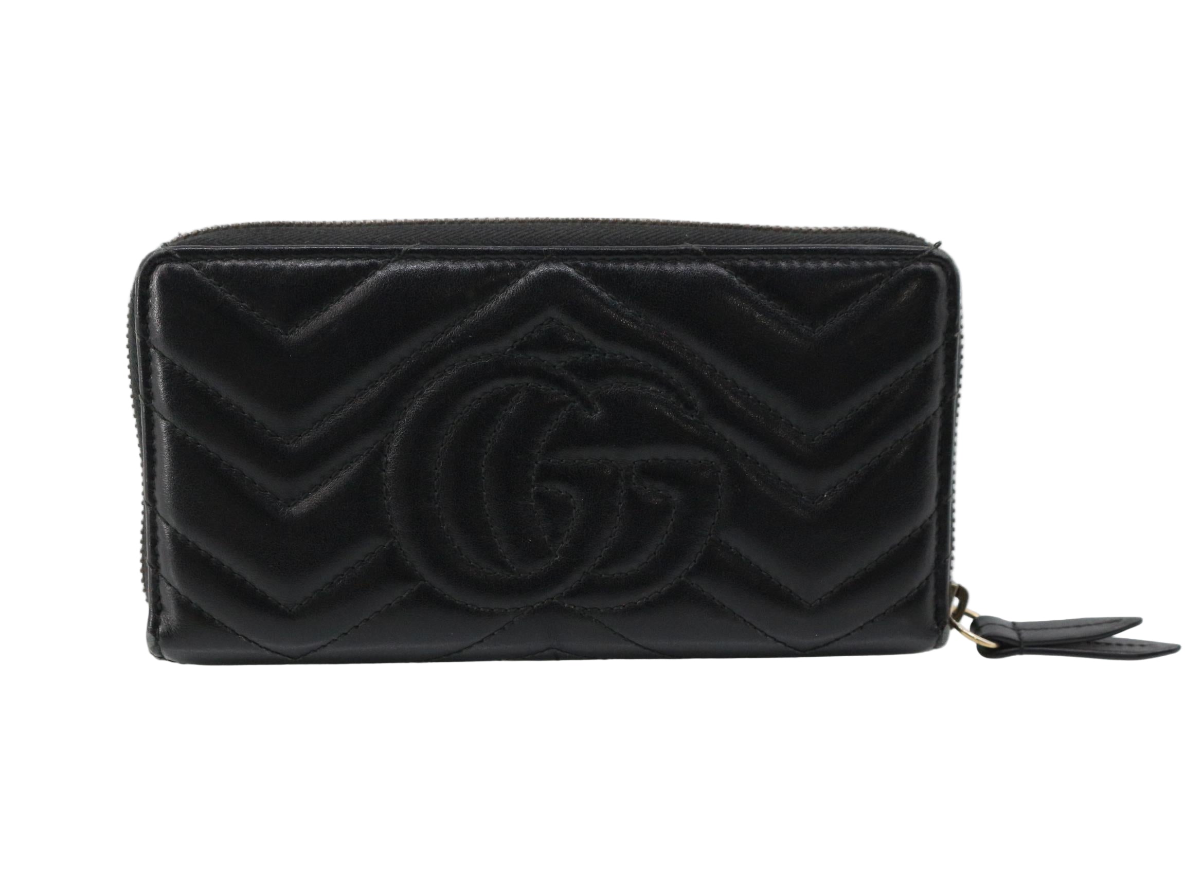 Gucci Marmont Zippy Wallet Black Chevron 2968