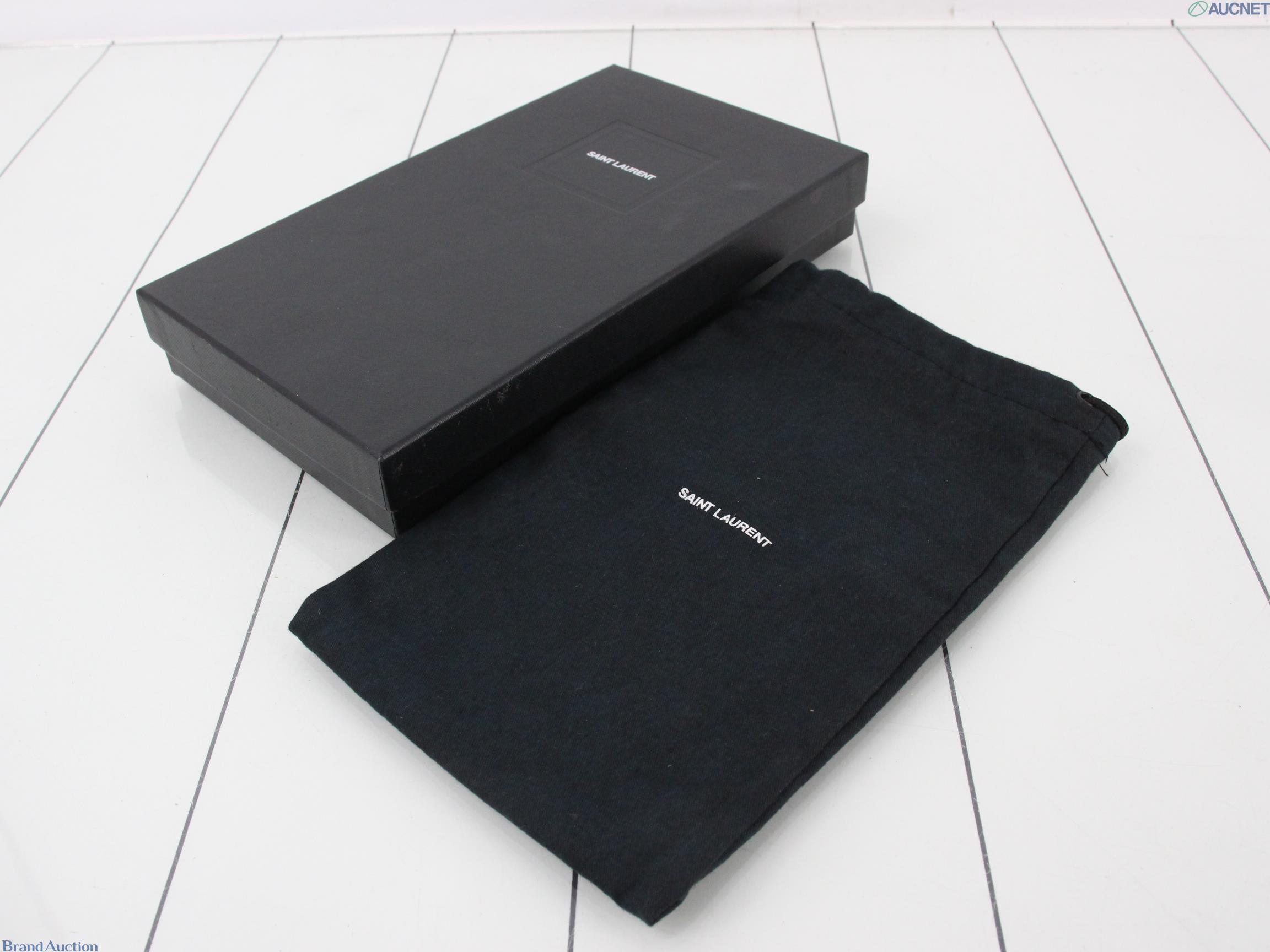 YSL Cassandra Zippy Wallet Black Chevron 2974