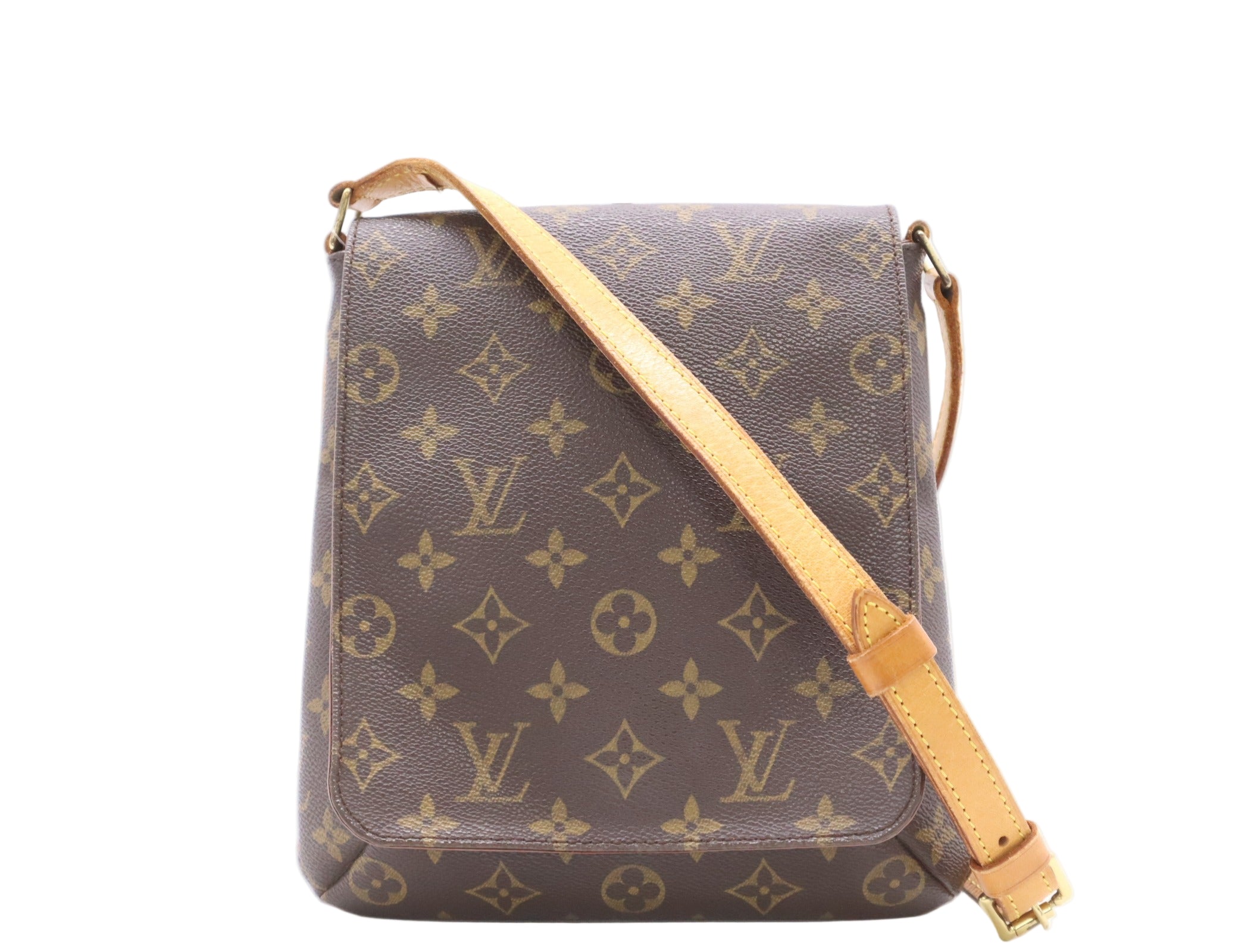 Louis Vuitton Salsa crossbody Brown monogram handbag with tan strap