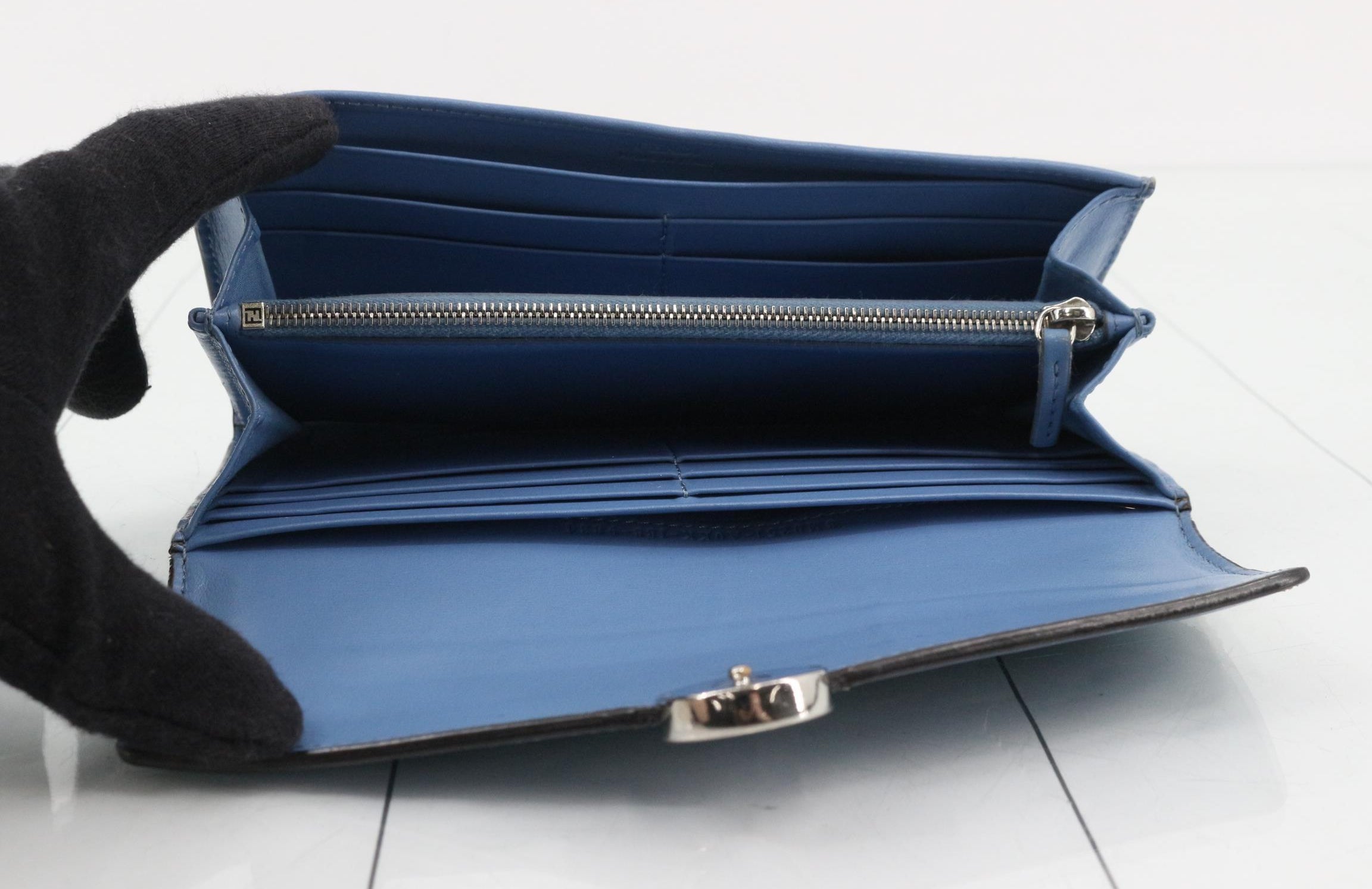 Fendi F is Fendi Long Wallet Light Blue 3074