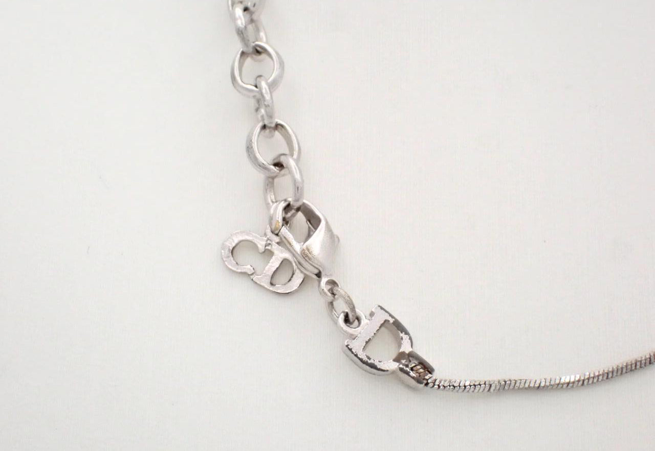 Christian Dior Logo Necklace Silver  3169