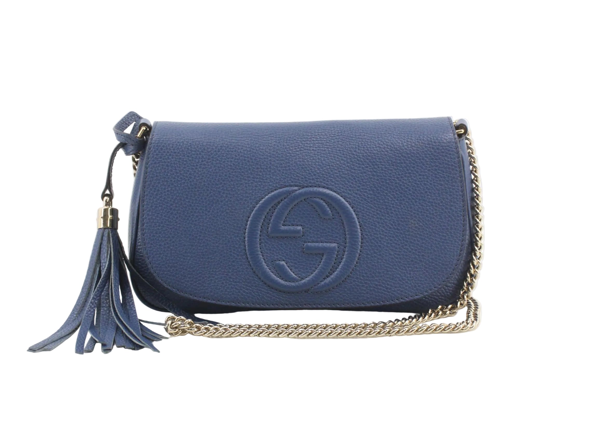 Gucci Soho Tassel Chain Crossbody Bag Blue 3229