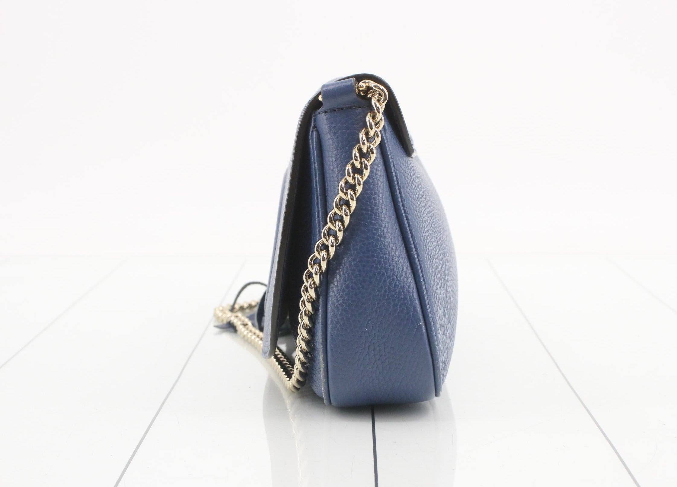 Gucci Soho Tassel Chain Crossbody Bag Blue 3229