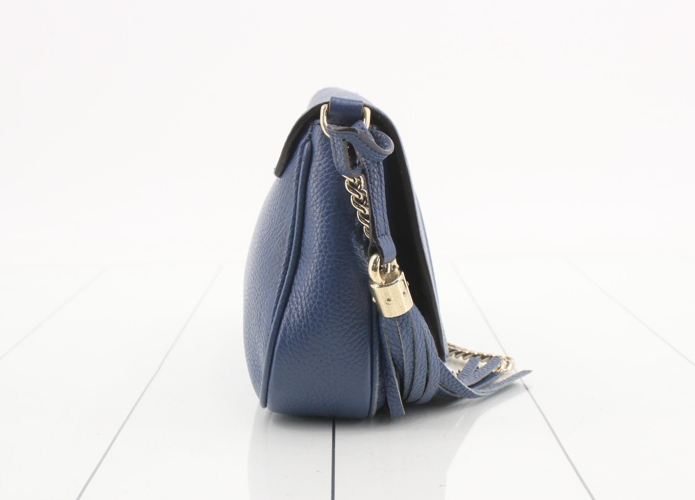 Gucci Soho Tassel Chain Crossbody Bag Blue 3229