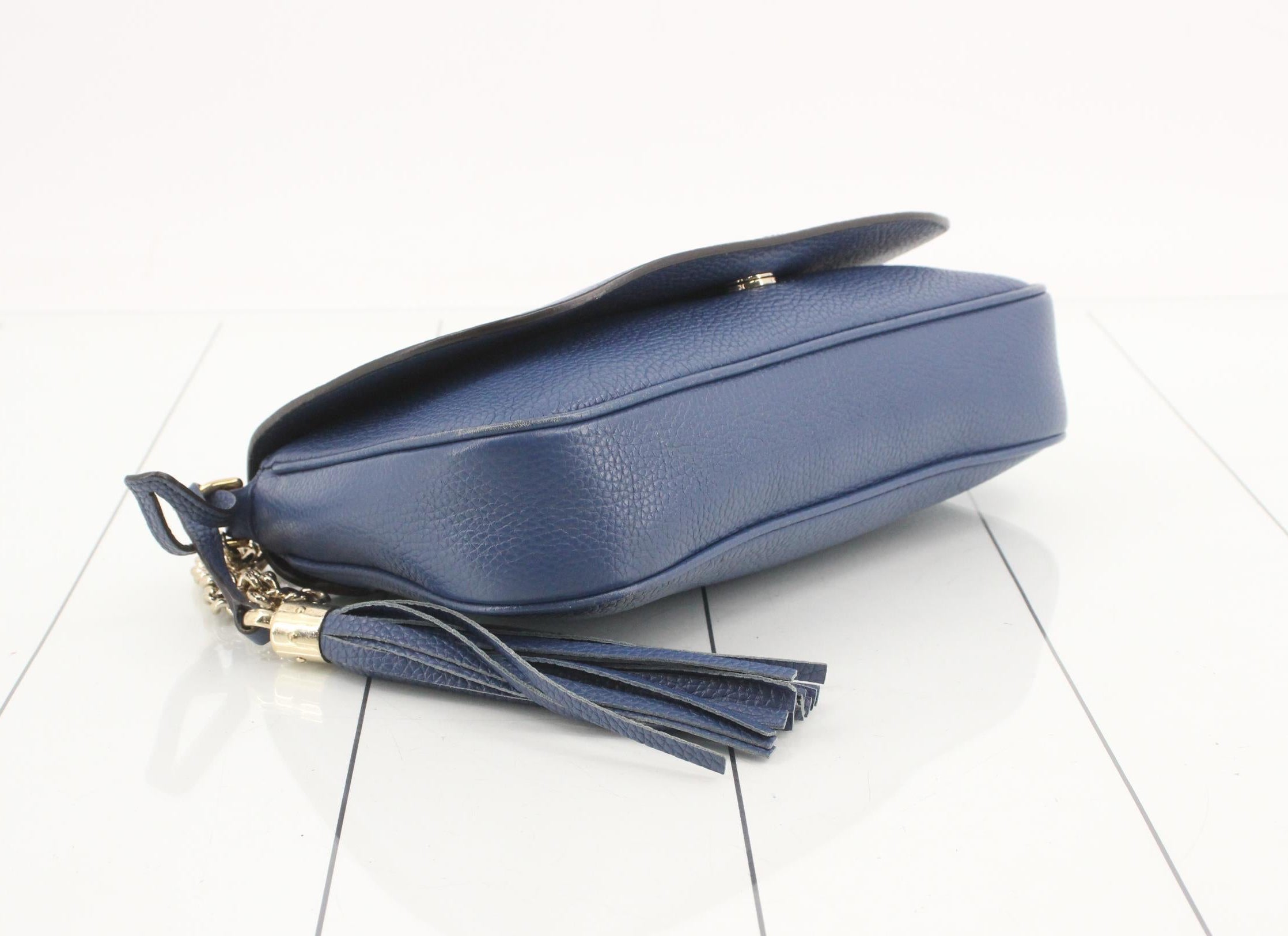 Gucci Soho Tassel Chain Crossbody Bag Blue 3229